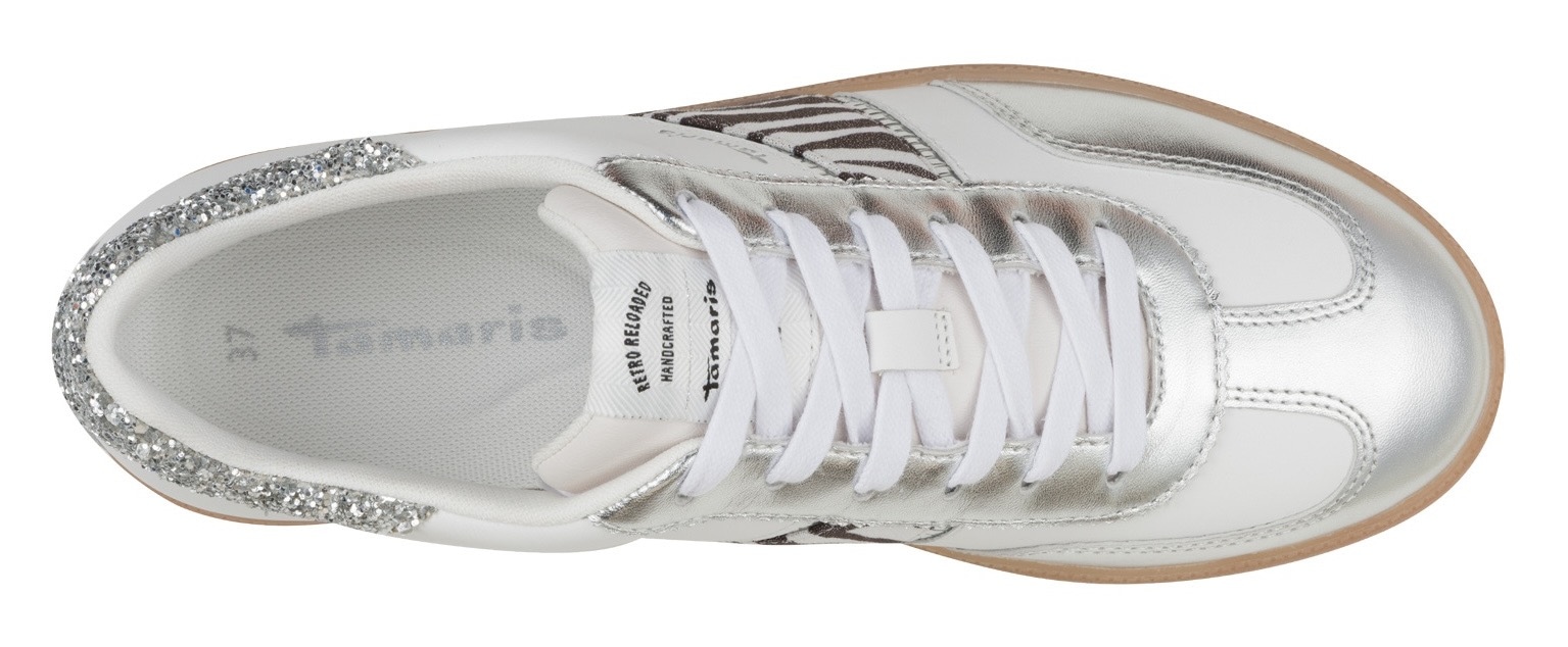 Tamaris Plateausneaker, Freizeitschuh, Halbschuh, Schnürschuh mit Glitter an der Ferse