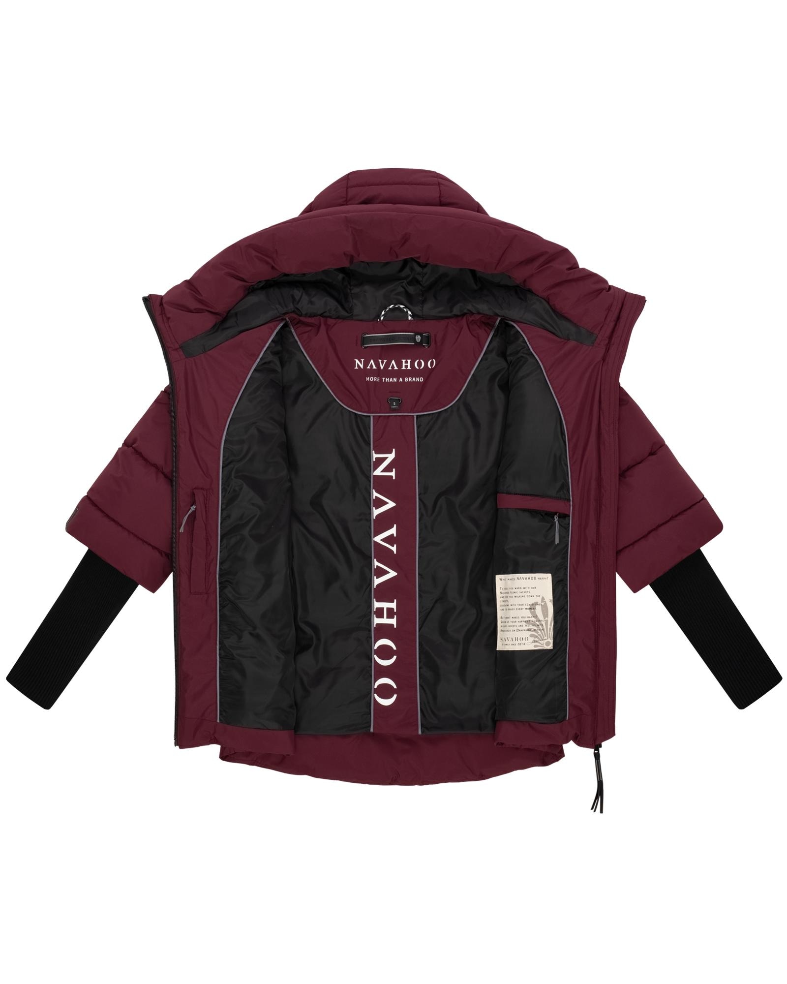 Navahoo Steppjacke »Lotusherz XIV«, mit Kapuze, Warme gesteppte Winterjacke mit Rippstrickärmeln