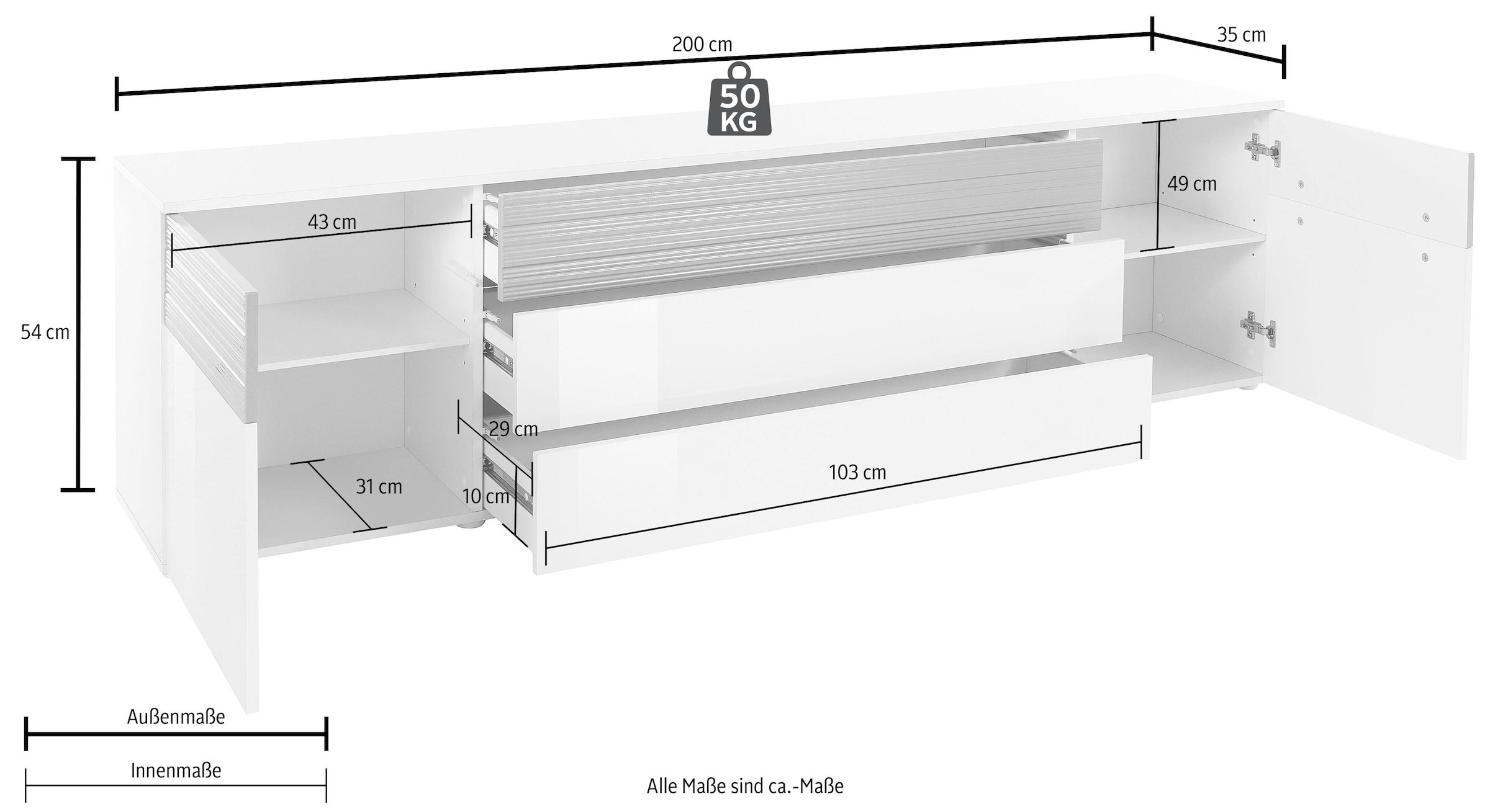 Lowboard »Florenz«, Breite 200 cm