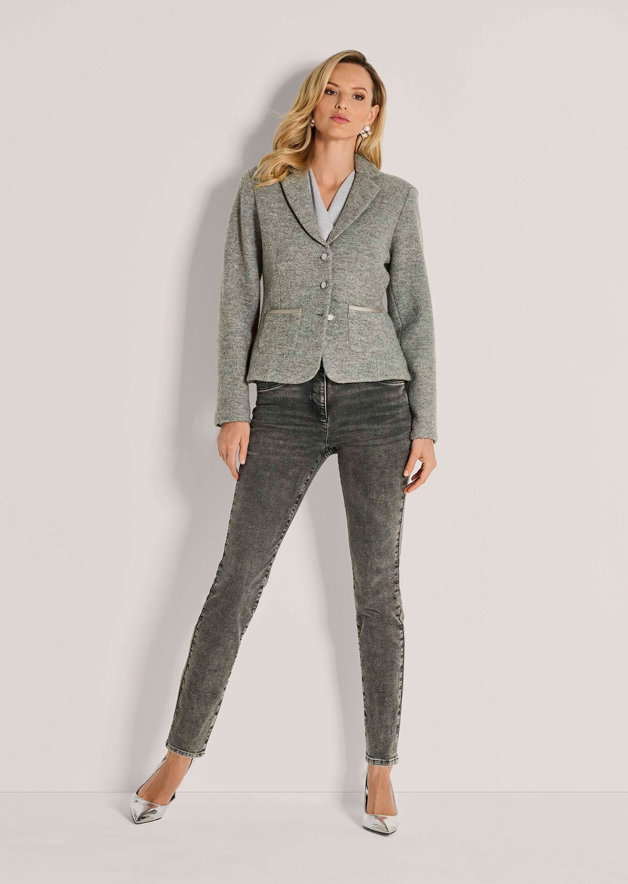MADELEINE Jackenblazer "Kurzblazer Eleganter Schurwollblazer in Melange" Gl günstig online kaufen