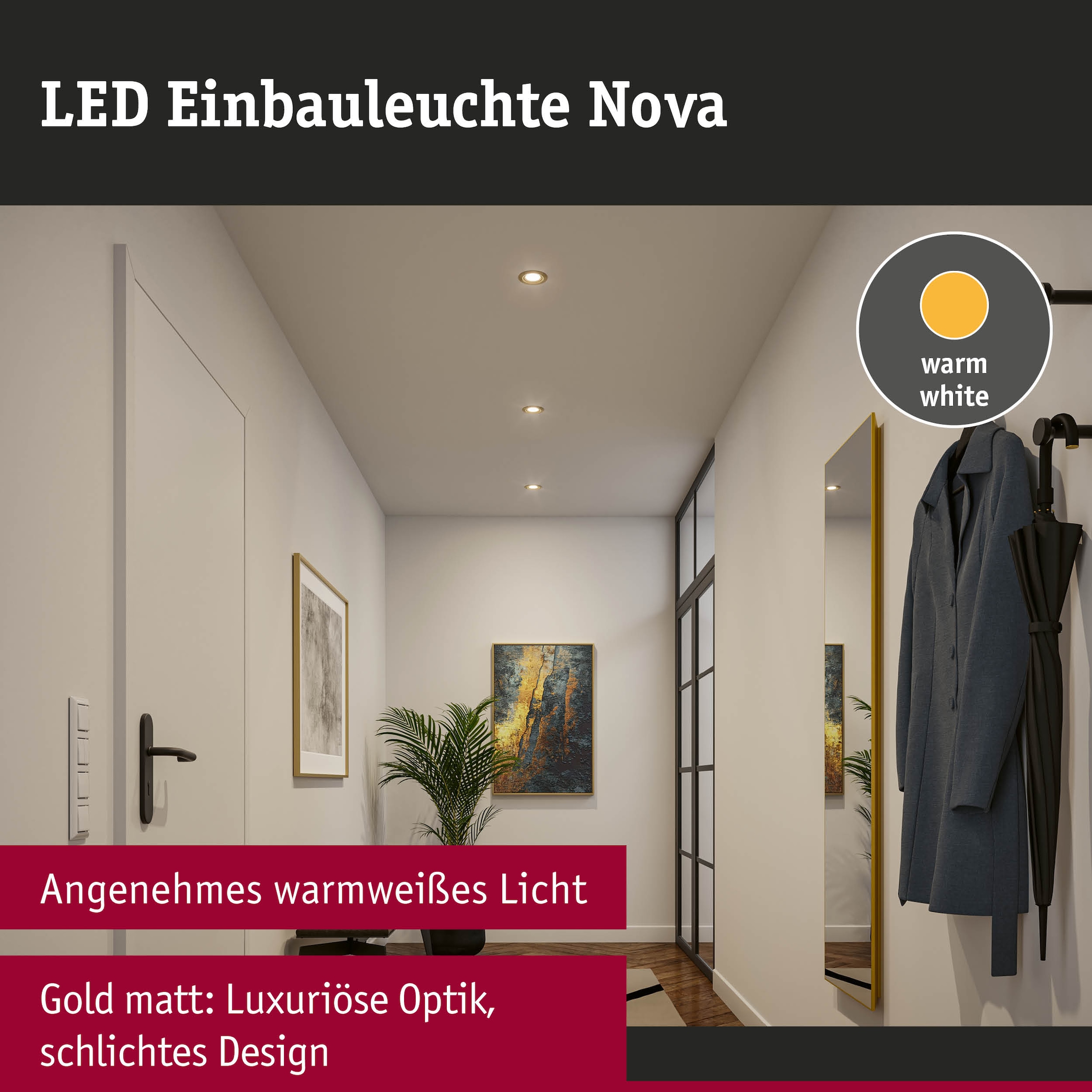 Paulmann LED Einbauleuchte »LED Einbauleuchte Nova Coin rund 84mm 50° Coin Gold matt«, 3 flammig, Leuchtmittel LED-Modul | LED fest integriert