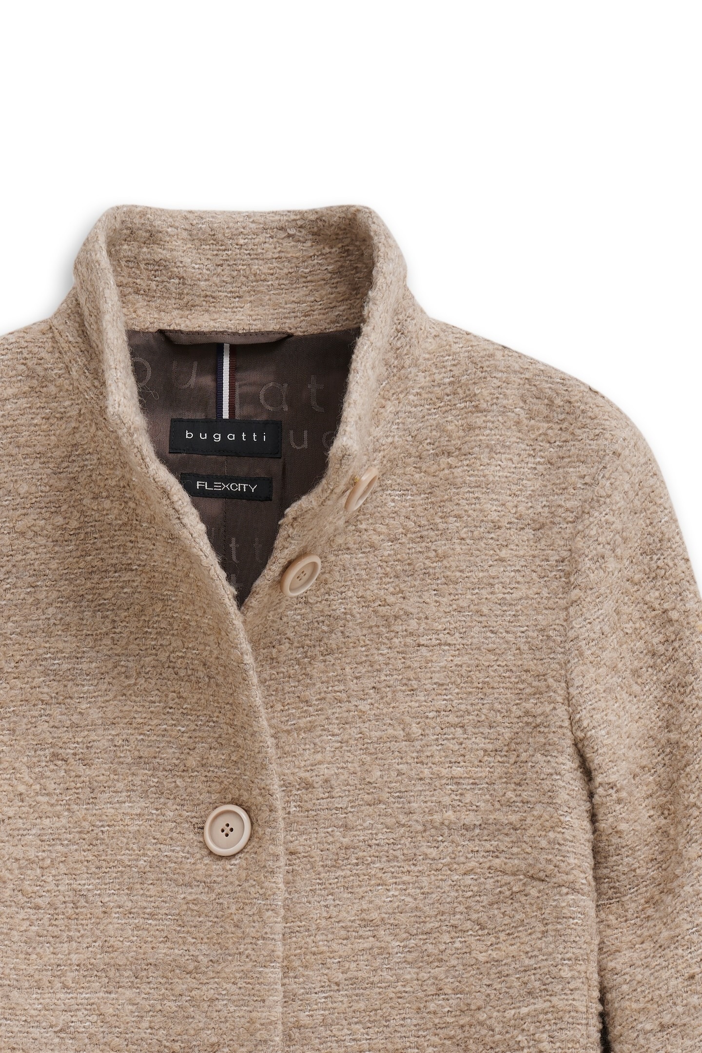 bugatti Wollmantel »Modern Fit«, mit Flexcity Stretch und Stehkragen