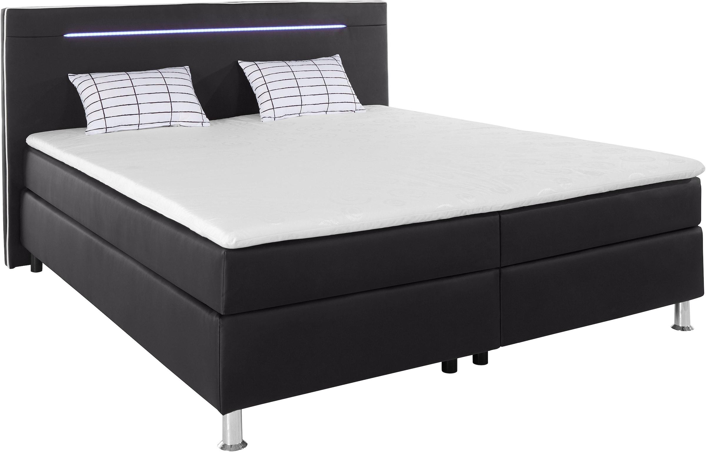COLLECTION AB "London, inklusive Topper und Kissen, mit LED-Beleuchtung" Boxspringbett erhältlich in 90cmx200cm, 140cmx200cm & 180cmx200cm