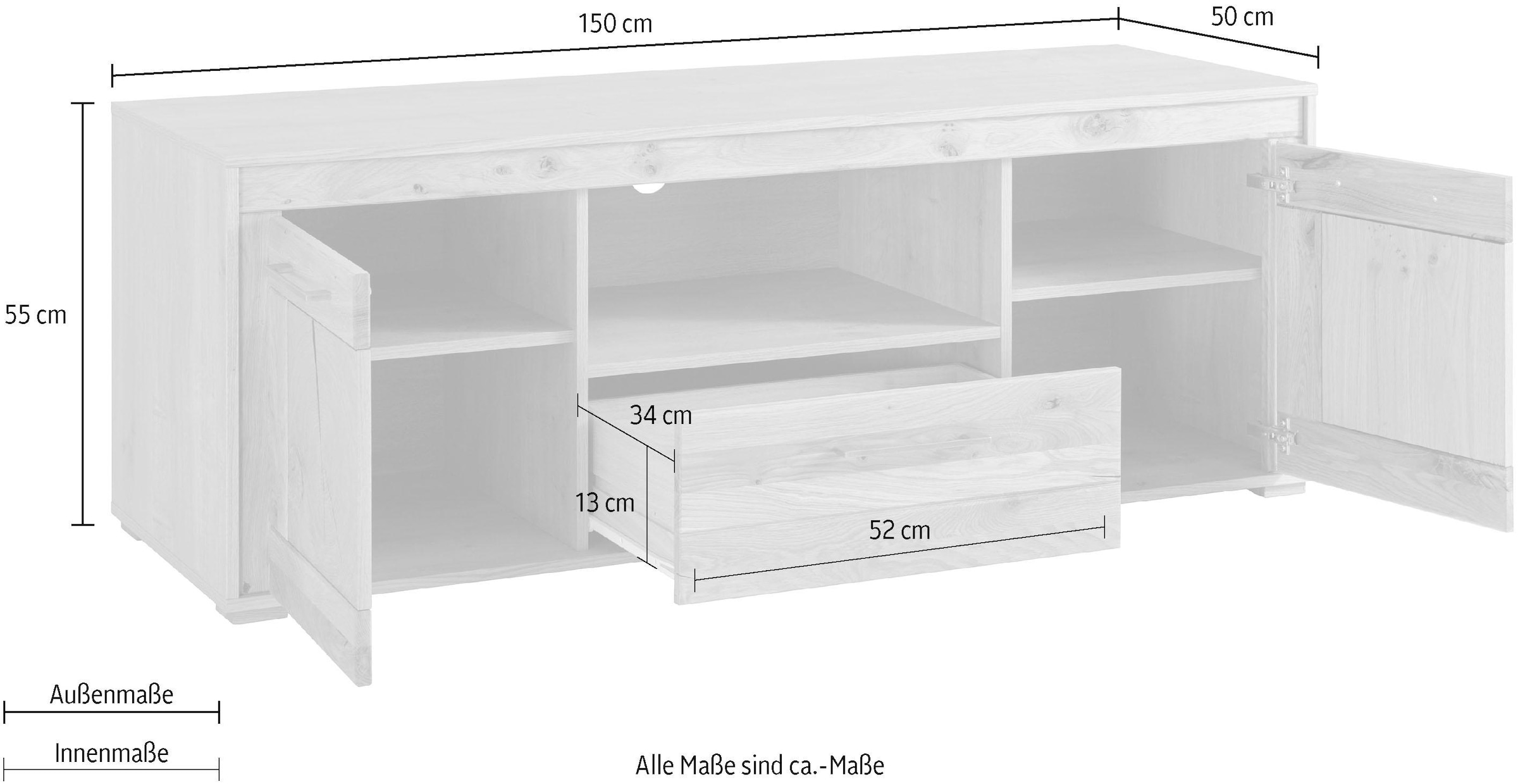 VOGL Möbelfabrik Lowboard, Breite 150 cm