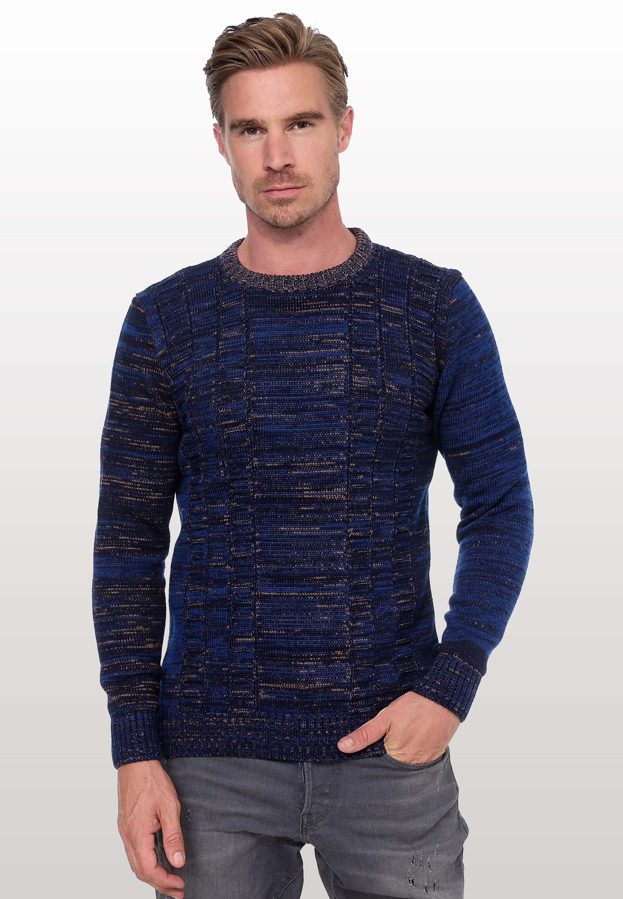 Rusty Neal Strickpullover, mit meliertem Design