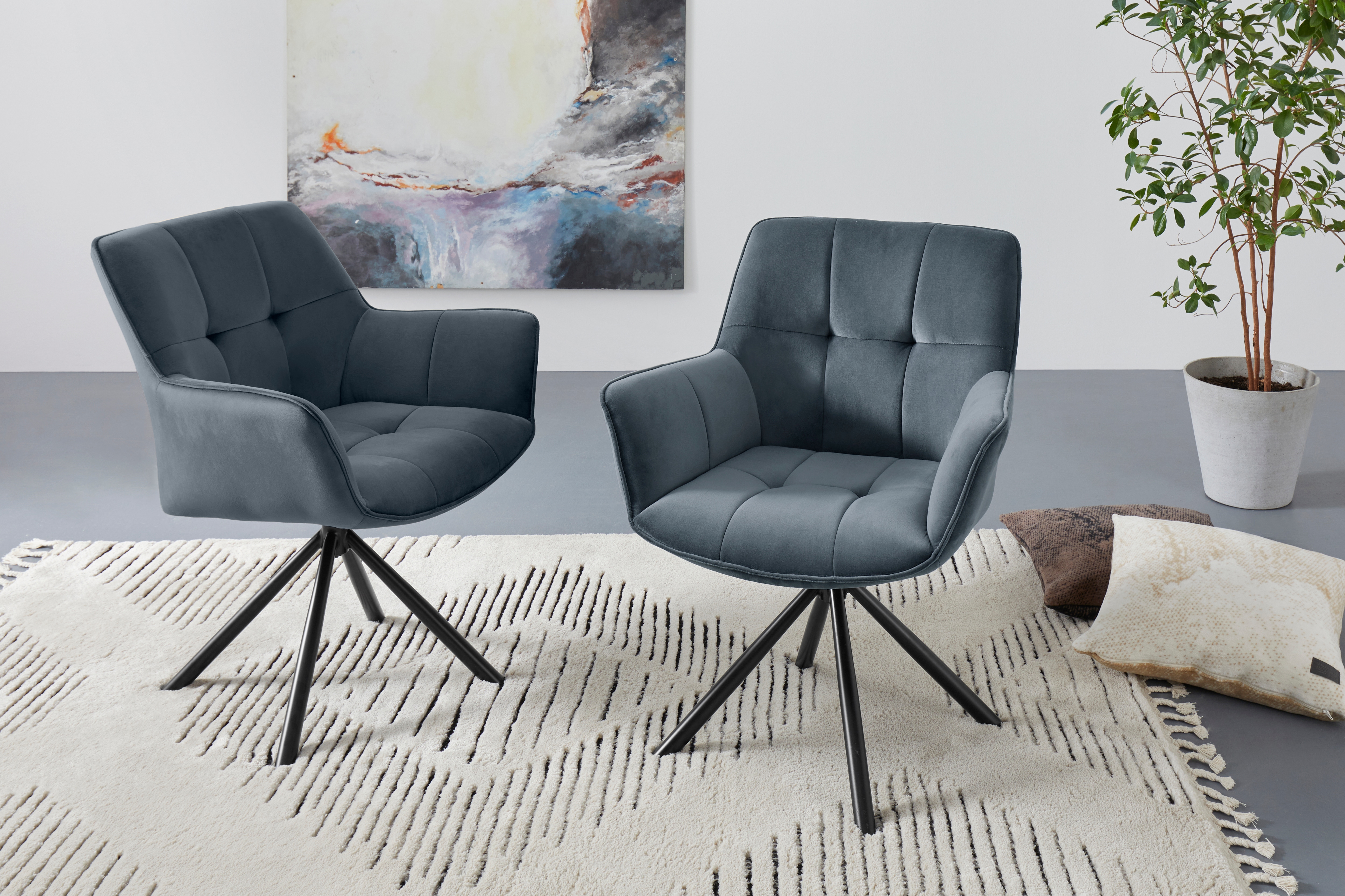 OTTO home Drehstuhl "Lika" () 2er Set, 360 Grad Drehfunktion, Samtpolsterung