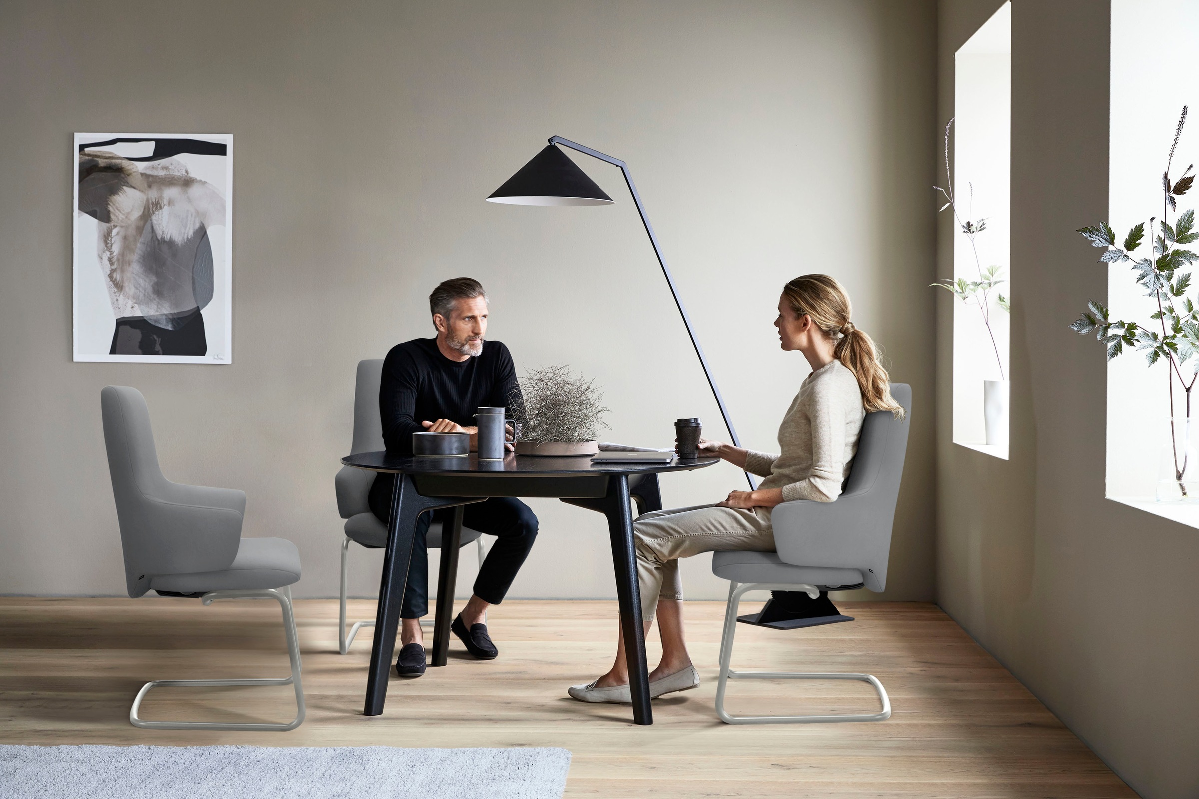Stressless® Polsterstuhl »Laurel«, Microfaser DINAMICA, High Back mit Armlehne, Größe L, mit Beinen aus Stahl in Chrom matt
