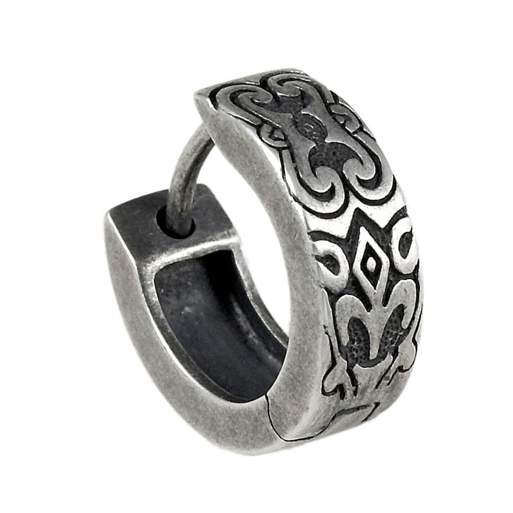 CAÏ Single-Creole »925 Sterling Silber rhodiniert matt oxidiert«