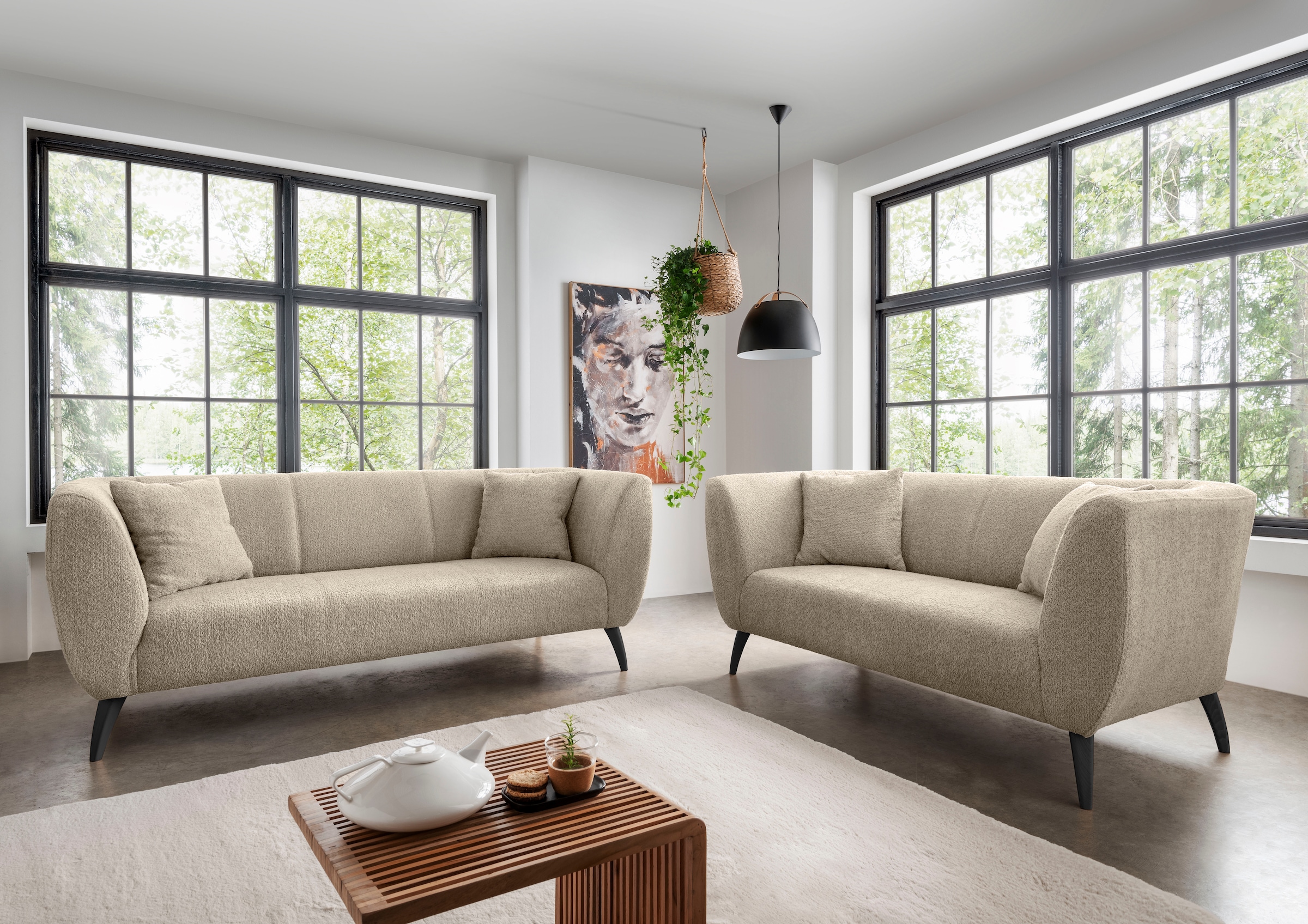 Home affaire Polstergarnitur "Colori modern und bequem, schmale Armlehnen, tolle Detailverarbeitung" Set, 3-Sitzer und 2-Sitzer, 2 Stk. tlg. auch als Loveseat erhältlich