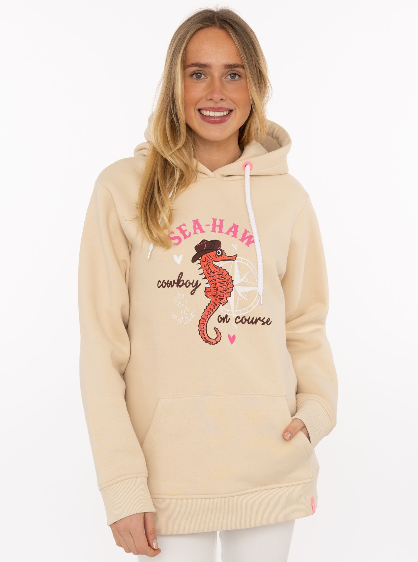 Zwillingsherz Hoodie ""Seepferdchen Cowbody"", mit Stickerei, Kapuze, Front günstig online kaufen
