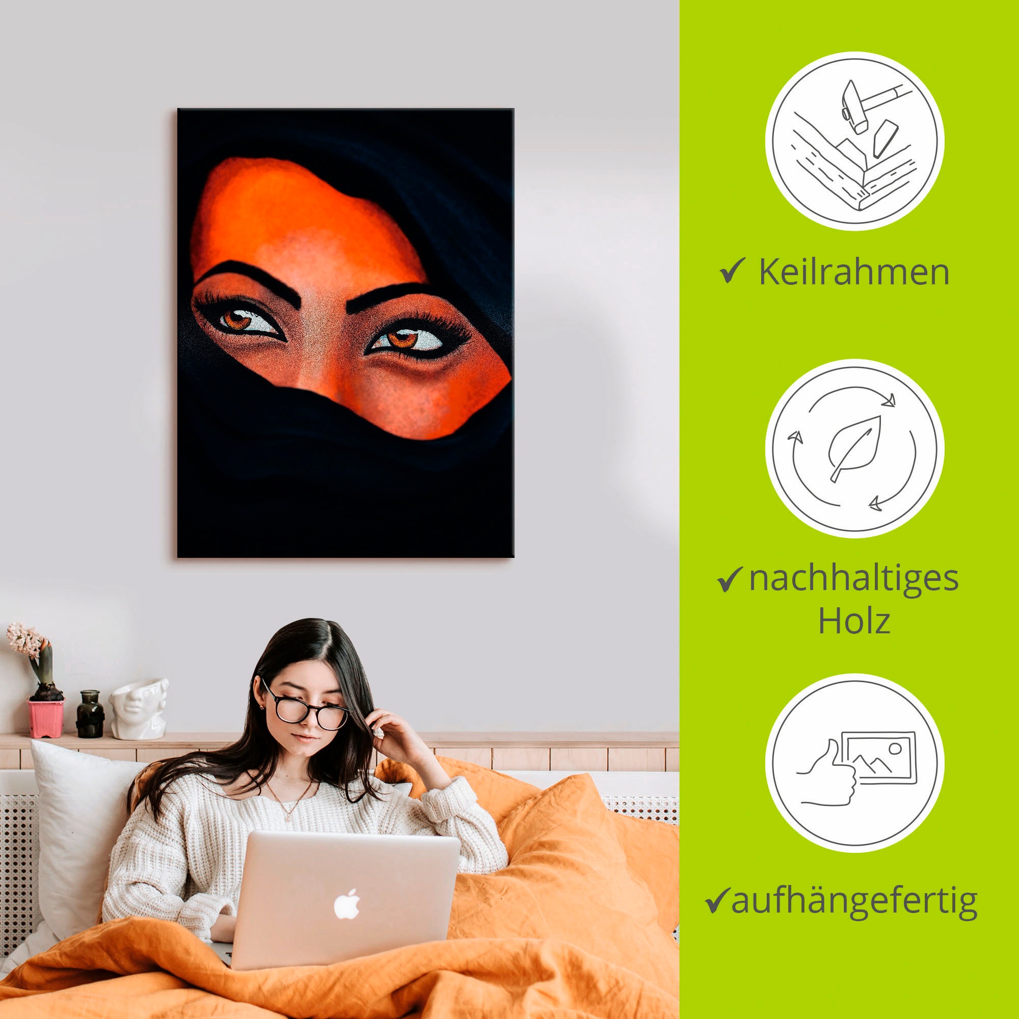 Artland Wandbild »Tuareg - Der Sand auf deiner Haut«, Frau, (1 St.), als Leinwandbild, Wandaufkleber in verschied. Größen