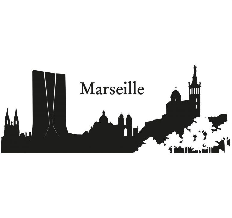 Wall-Art Wandtattoo »XXL Stadt Skyline Marseille 120cm«, (1 St.), selbstklebend, entfernbar