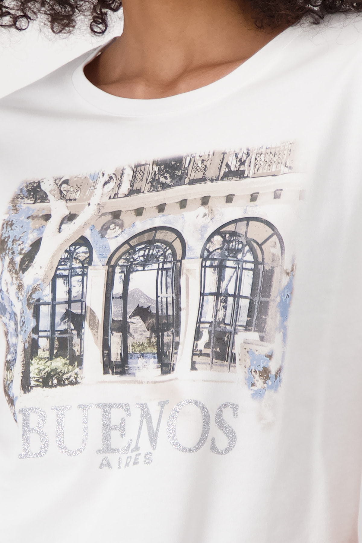 Monari T-Shirt »Shirt Lodge Druck«, Mit Rundhalsausschnitt