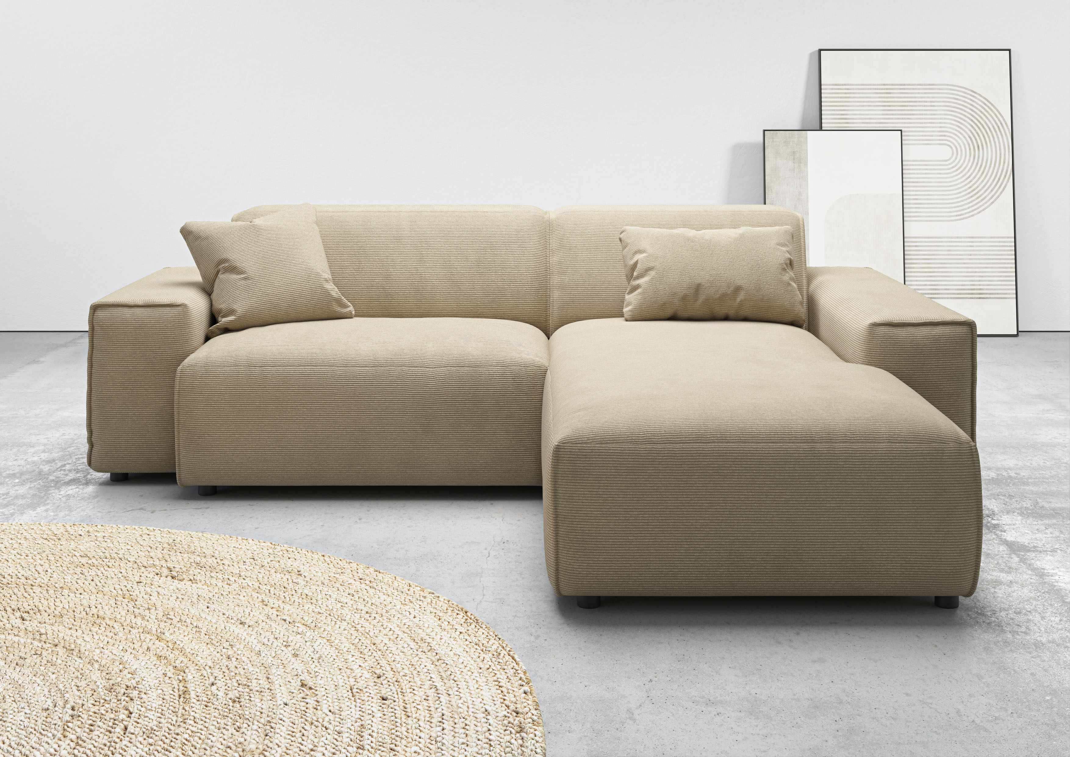 Home affaire Ecksofa "Glimminge L-Form auch in Breitcord, Feincord + Easy care-Bezug," Breite 234, Zierkissen
