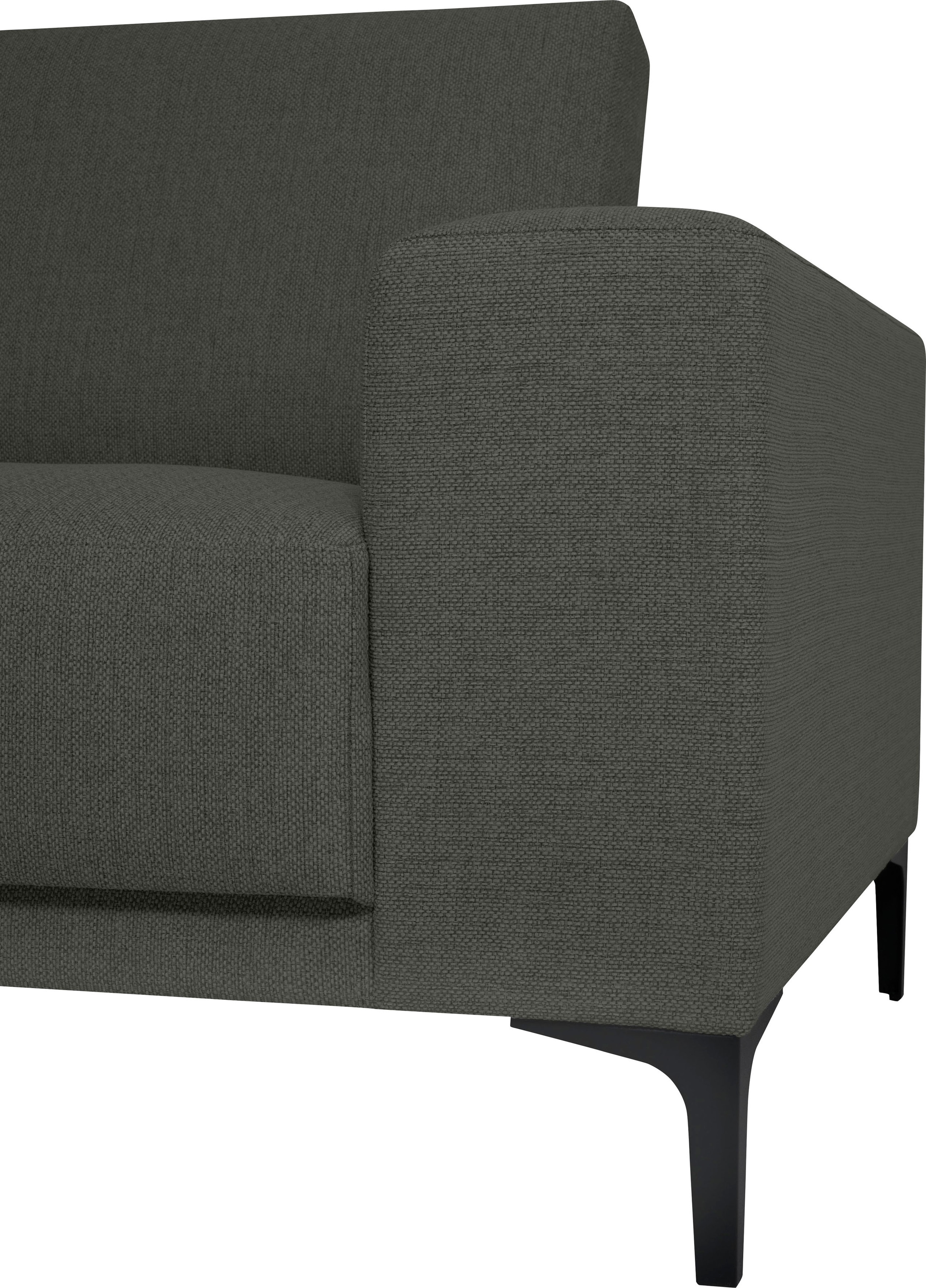 Places of Style Ecksofa »Xander, L-Form,«, Breite 289 cm, Webstoff, Soft-Touch Chenille, schwarze Metallfüße