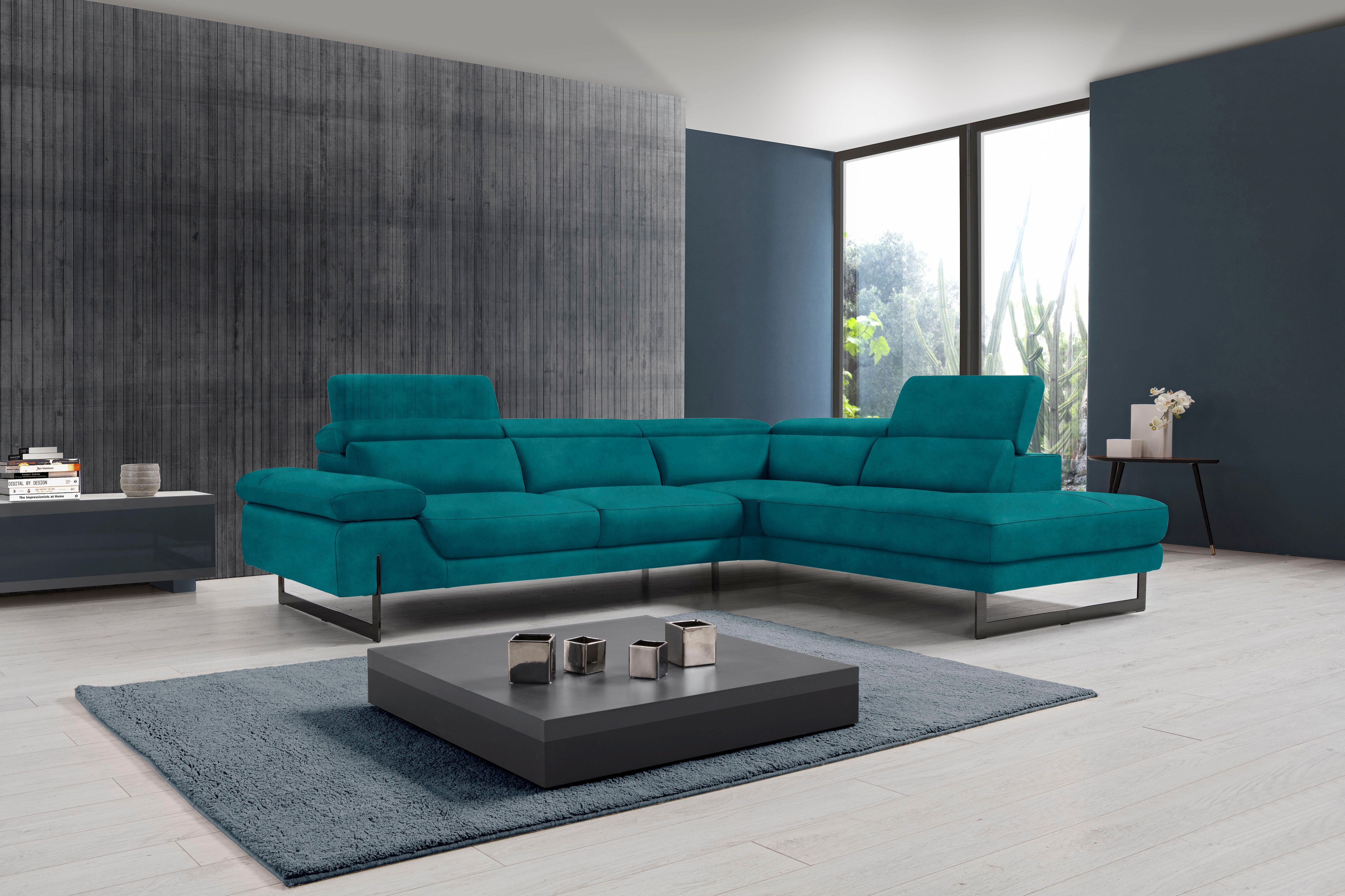Egoitaliano Ecksofa "Queenie, extravagantes Sofa mit erstklassigem Sitzkomfort, L-Form" mit verstellbarer Armlehne und Kopfteilen für Wohlfühlkomfort