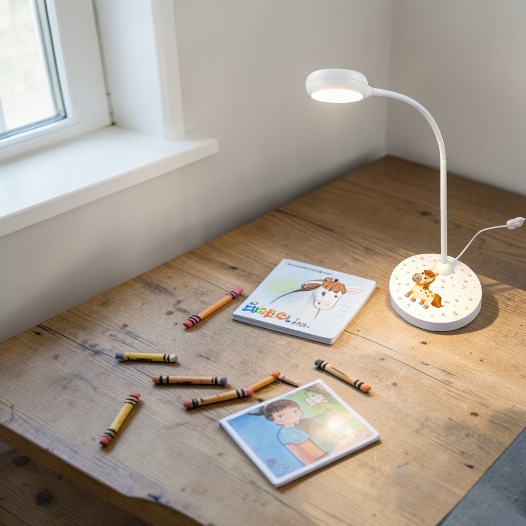 niermann Schreibtischlampe »Kinderlampe mit Motiv "Pony Paula", Kinderzimmer« GX53 1 Stk. flexibel verstellbarer Leuchtenarm, Made in Germany