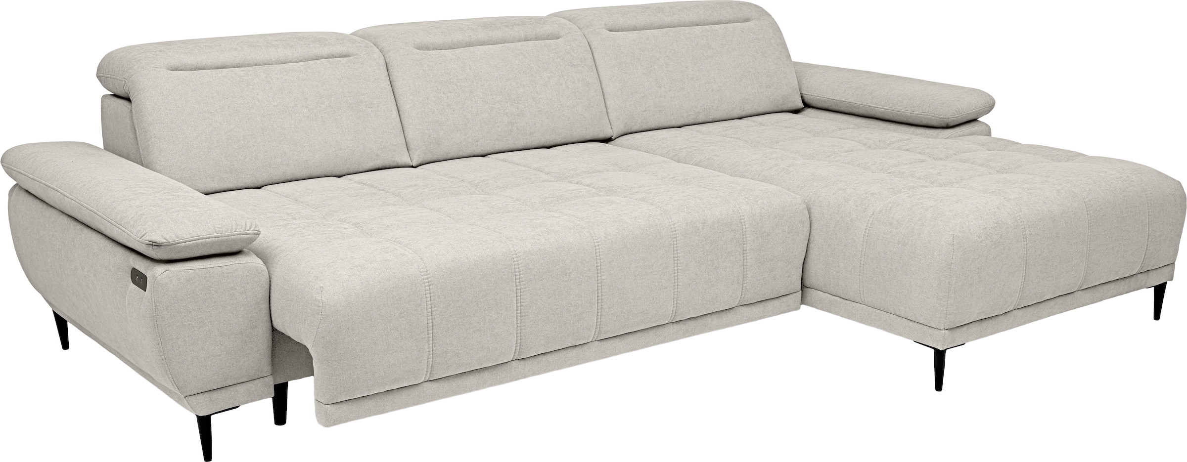 WERK2 Ecksofa »Focus-S, inkl. elektr. Sitzvorzug, manuelle Kopfteilverstellung« elektr. Sitztiefenverstellung, flexible Kopfstützen, 12cm Füße, L-Form