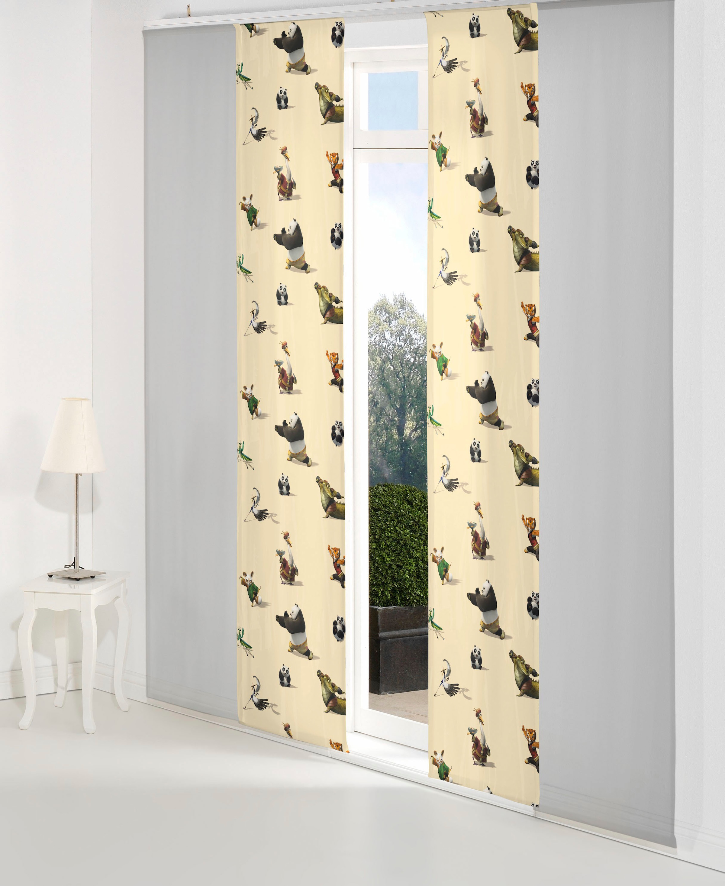 Schiebegardine WIRTH, B:60cm H:145cm, beige, Satin, Polyester, Gardinen, "Kung Fu Panda", Universal Pictures