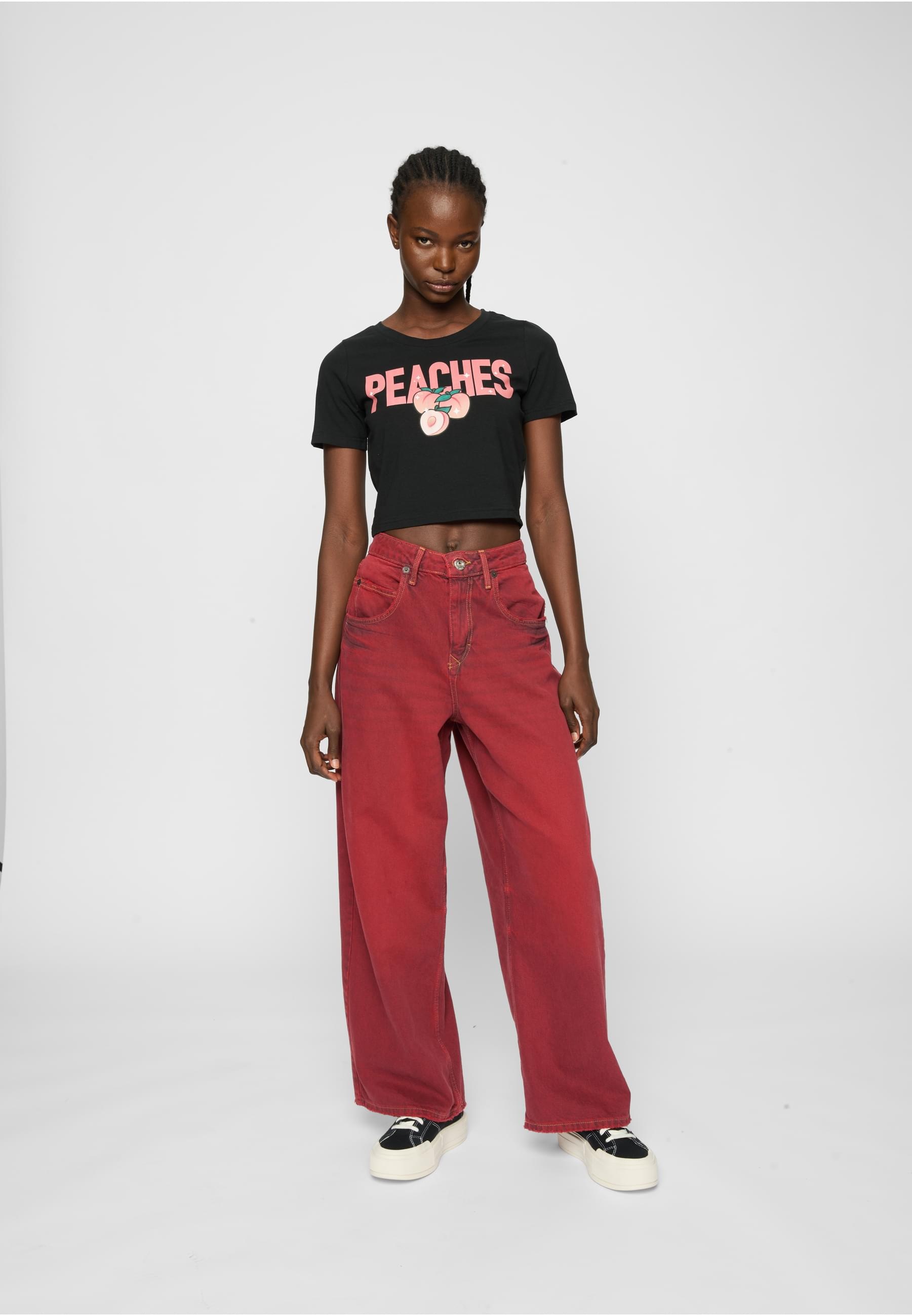 Miss Tee Kurzarmshirt »Miss Tee Damen Peaches Cropped Tee«, (1 tlg.)