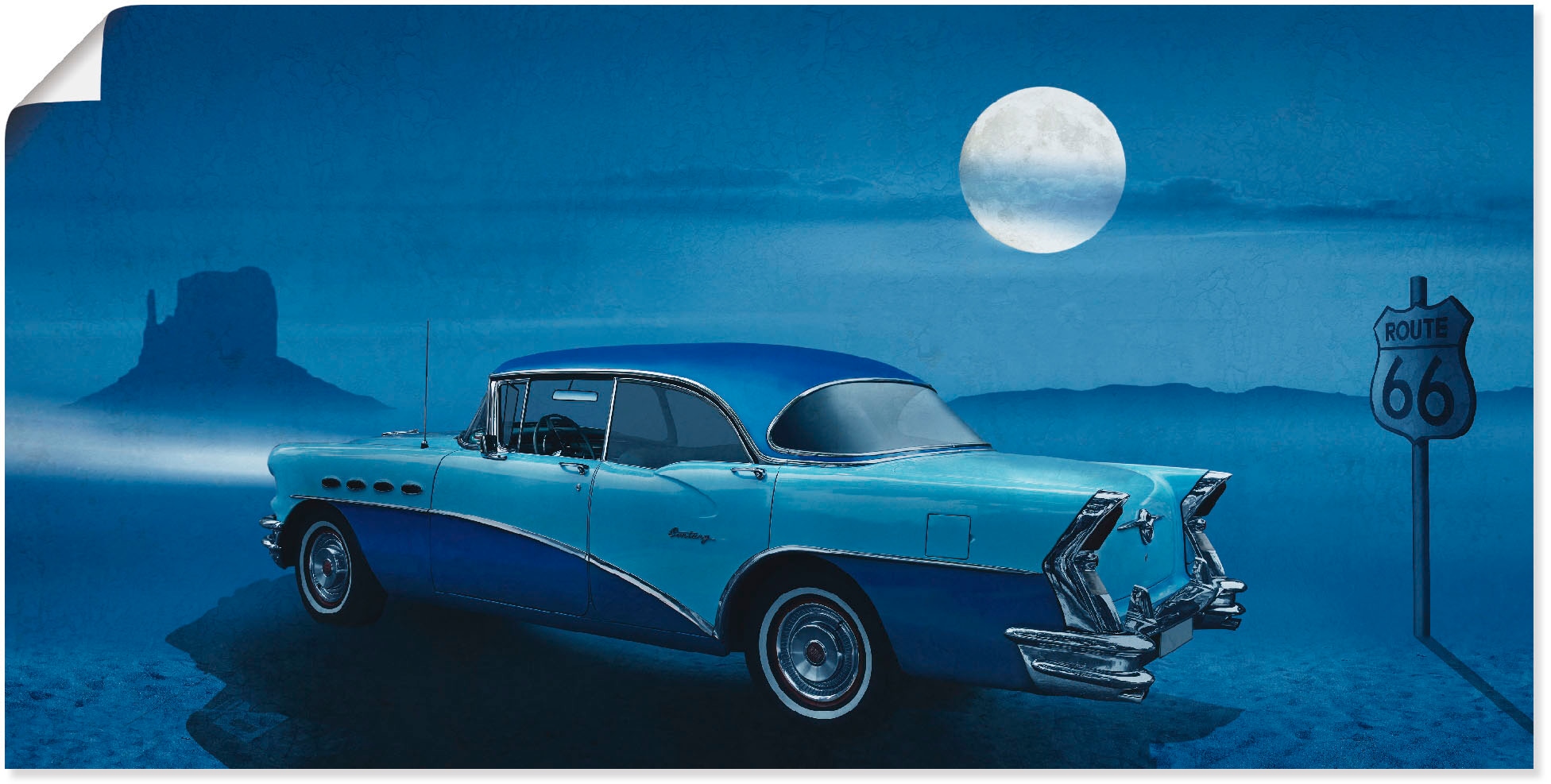 Artland Wandbild "Blaue Nacht auf der Route 66", Auto, (1 St.), als Leinwan günstig online kaufen