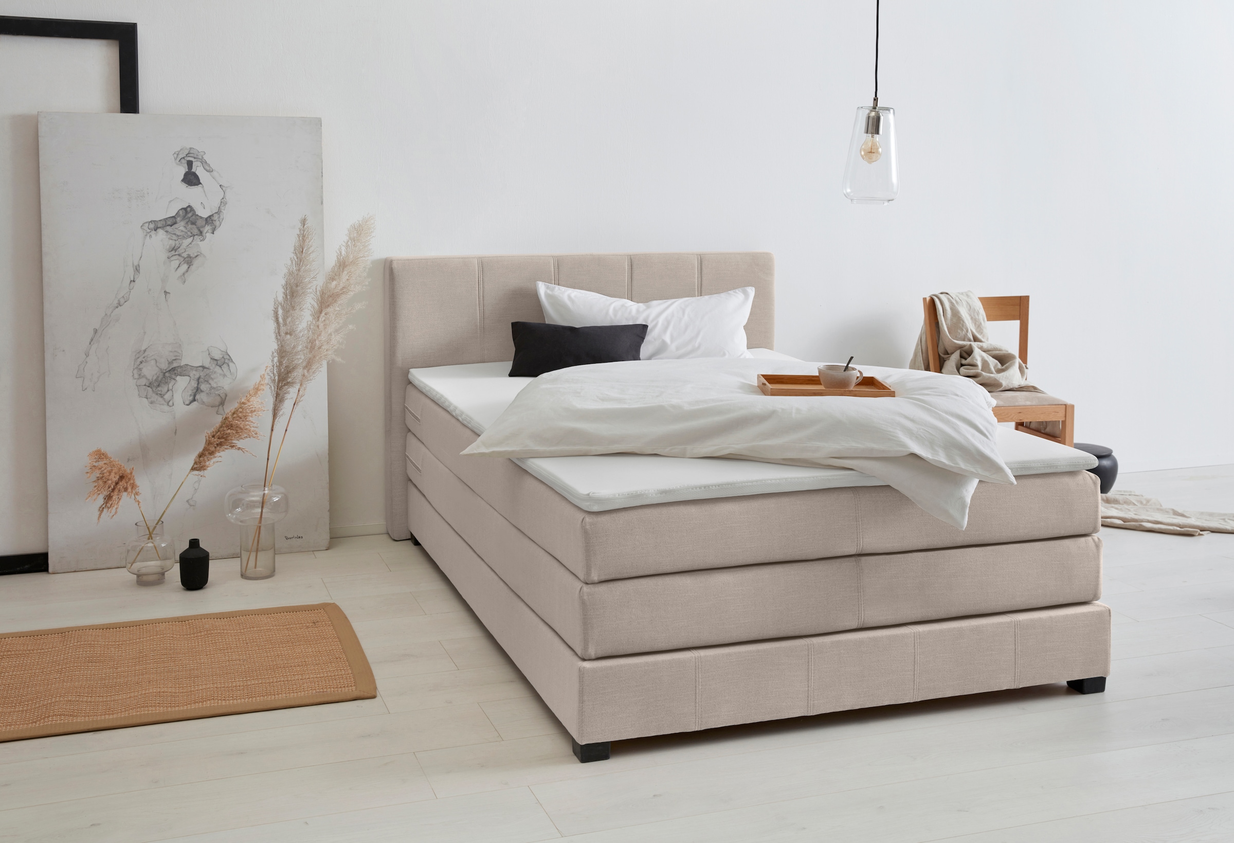 OTTO products Boxspringbett "Peetu", Taschenfederkern-Matratze, in 4 Breite günstig online kaufen