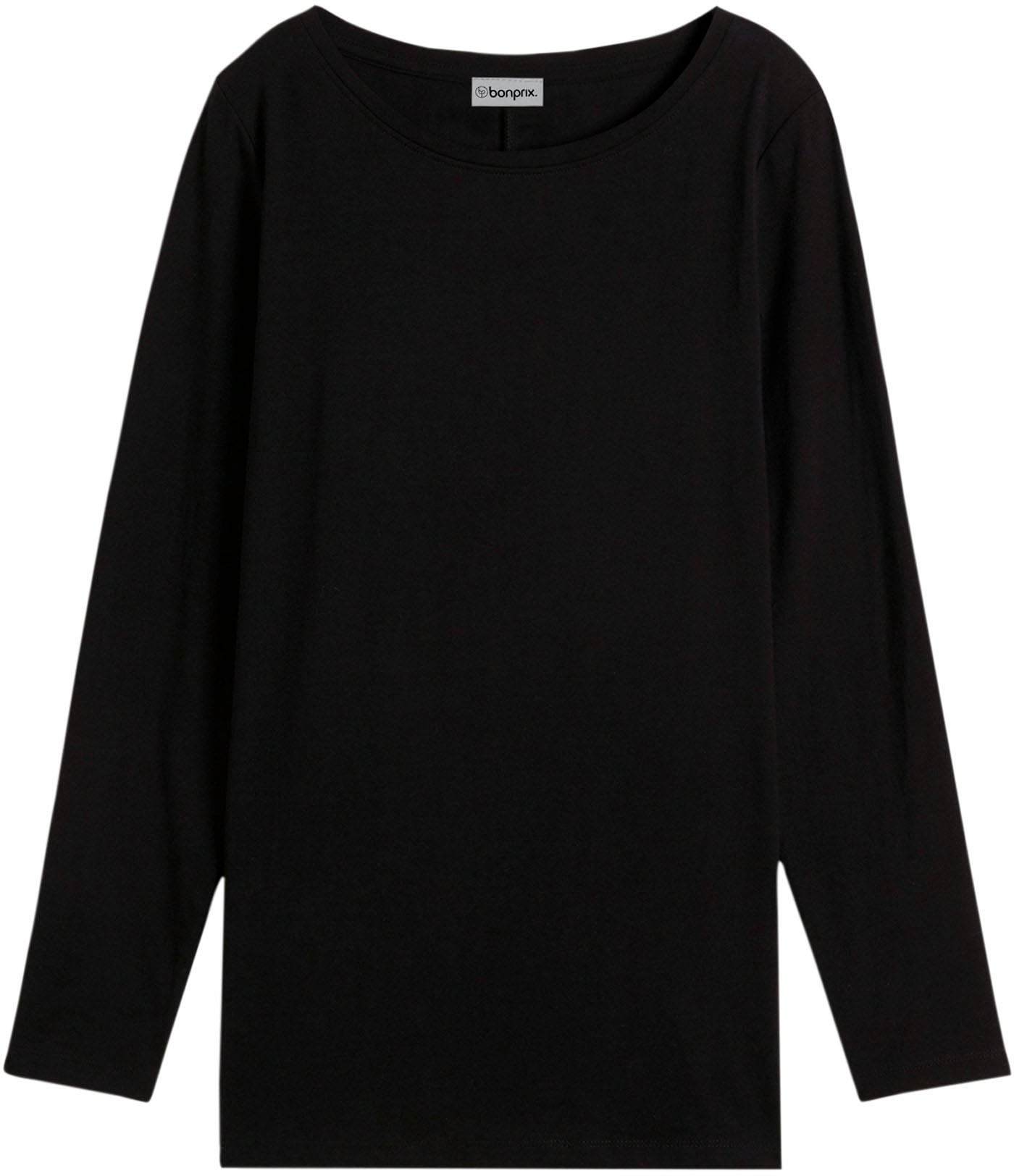 bonprix Langarmshirt Oversize Passform, Rundhalsausschnitt, aus Baumwolle