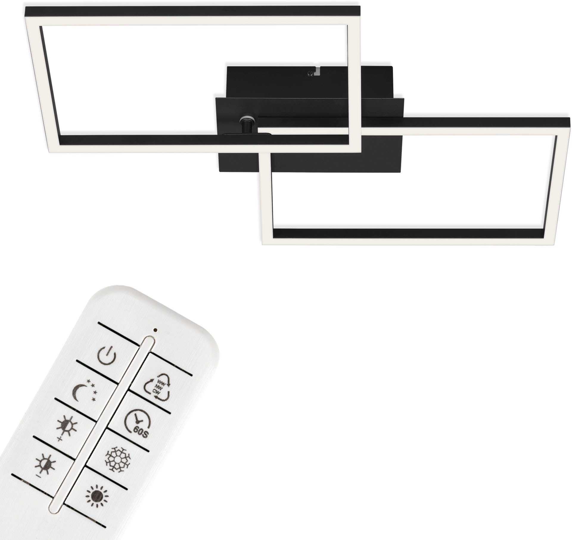 Briloner Leuchten LED Deckenleuchte »3149015 FRAME«, Leuchtmittel LED-Board | LED fest integriert, Deckenlampe, 50x38,8x7,8cm, Schwarz, 30W, Wohnzimmer, Schlafzimmer