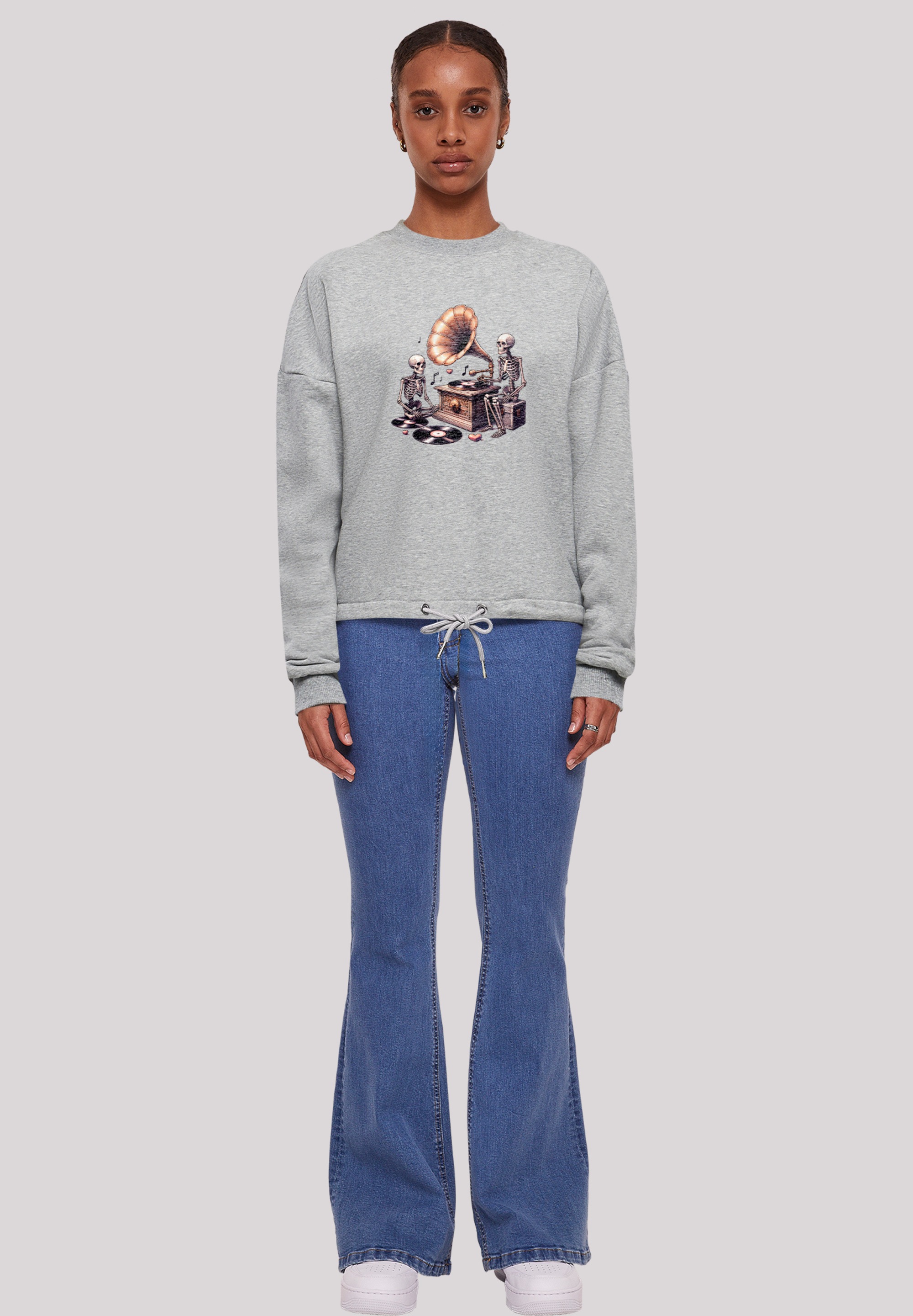 F4NT4STIC Sweatshirt »Gothic Skeleton Vintage Plattenspieler«, Premium Qualität