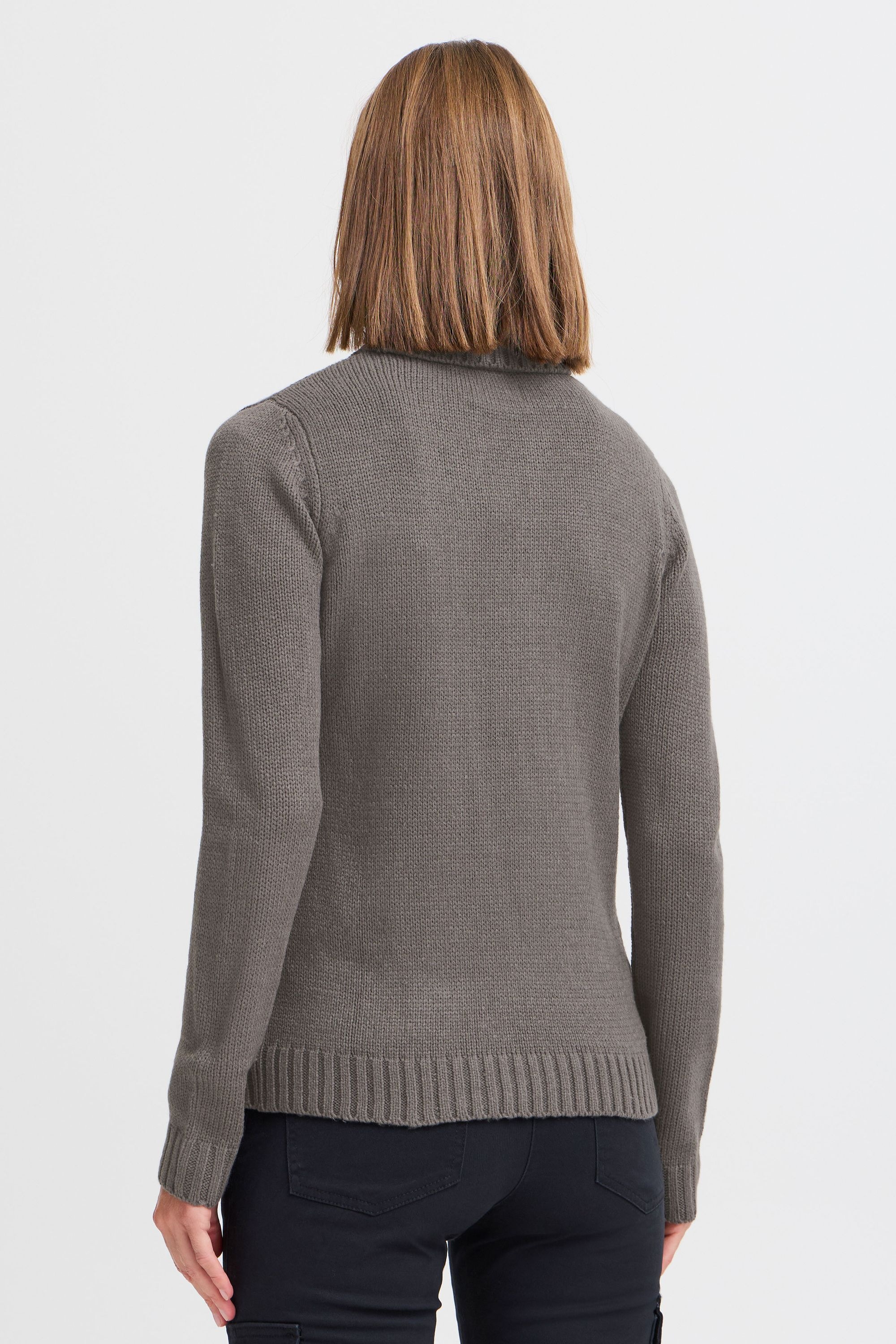 Rollkragenpullover OXMO "Rollkragenpullover OXCATHY", Damen, Gr. L, grau (dunkelgrau), Grobstrick, Obermaterial: 100% Polyacryl PAN., unifarben, normal, ohne Ausschnitt, Pullover Rollkragenpullover 3