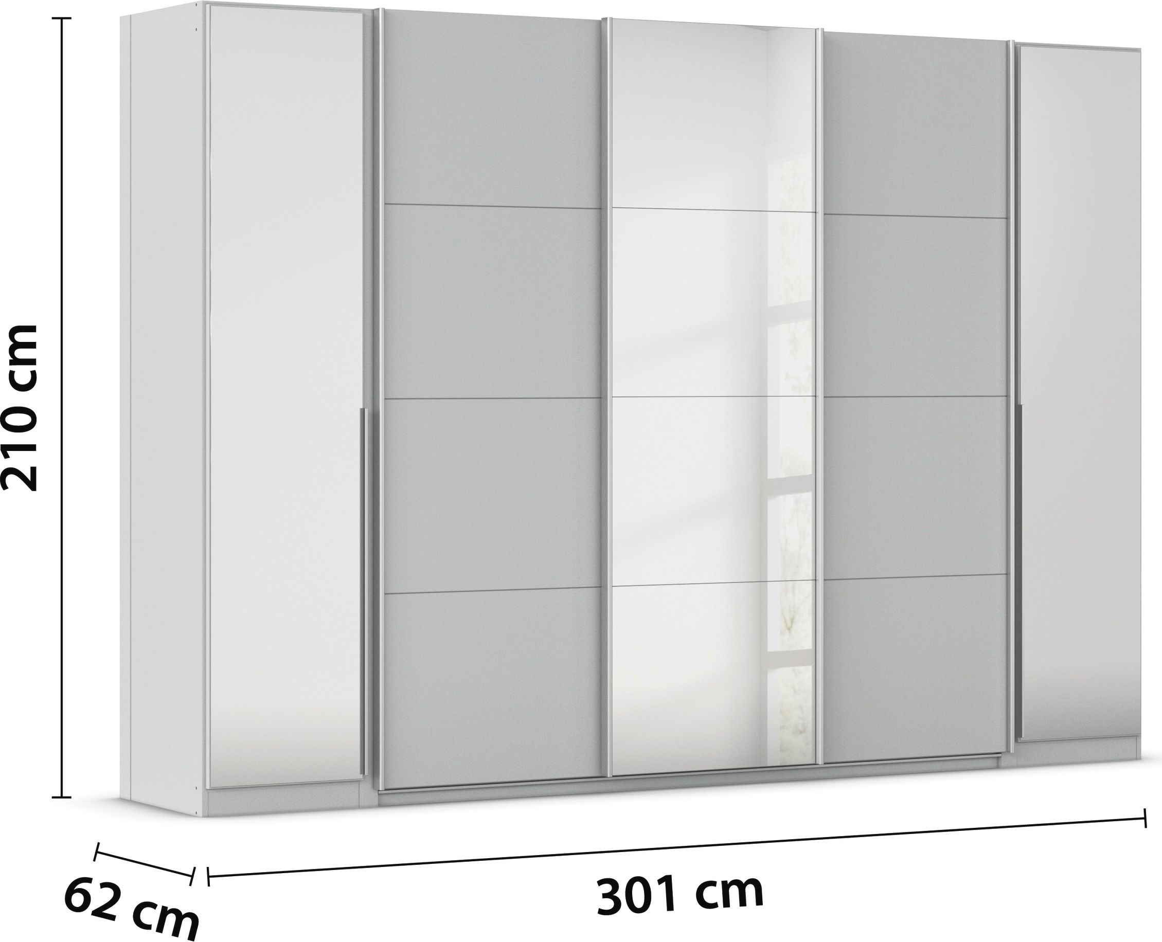 rauch Schwebetürenschrank »Agordo«, (im angesagten Mix aus Dreh- und Schwebetüren), optional mit Spiegel und zwei Griff-Farben MADE IN GERMANY