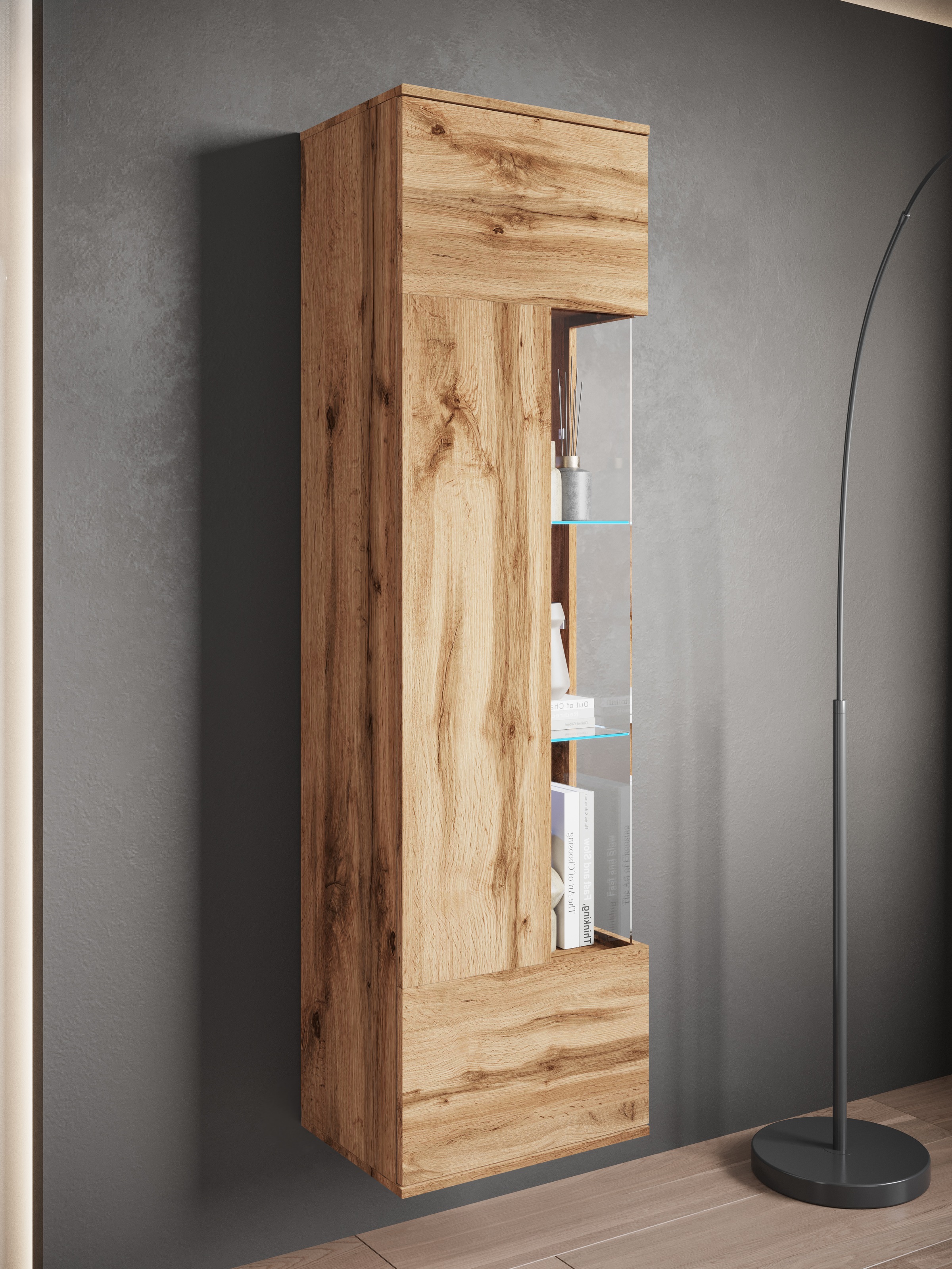 INOSIGN Vitrine »Kenia, stehend und hängend, Türanschlag wechselbar«, (1 St.), Vitrineschrank mit Glastüren 160 cm Höhe