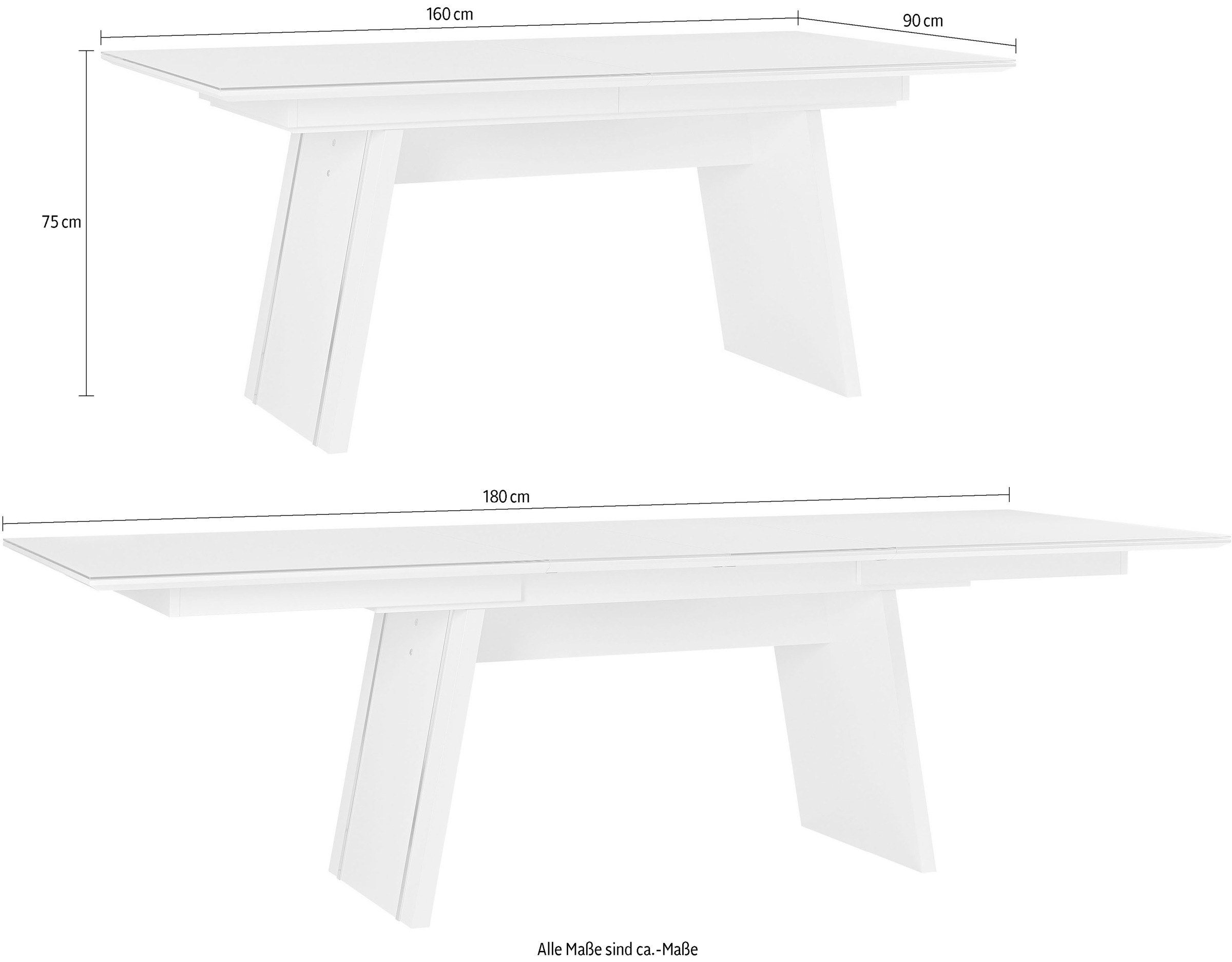 LEONARDO Esstisch »Cube«, mit Sicherheitsglas und edlem MDF Holz, Breite 160 cm