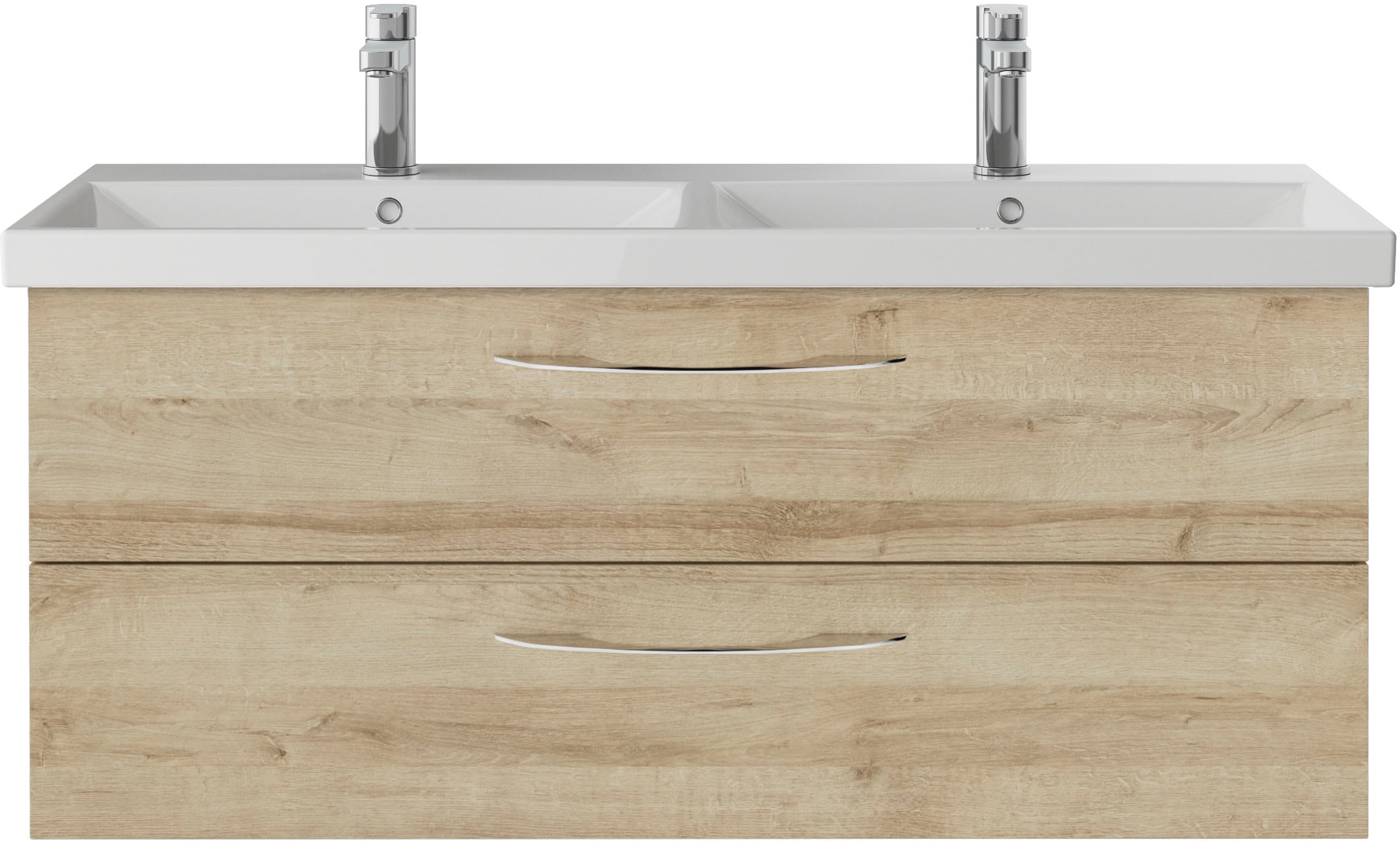 Saphir Badmöbel-Set »Serie 4035 2-teilig, Keramik-Doppelwaschtisch mit LED-Spiegel«, (Set), Doppel-Waschplatz inkl Türdämpfer, 120 cm breit, 2 Schubladen