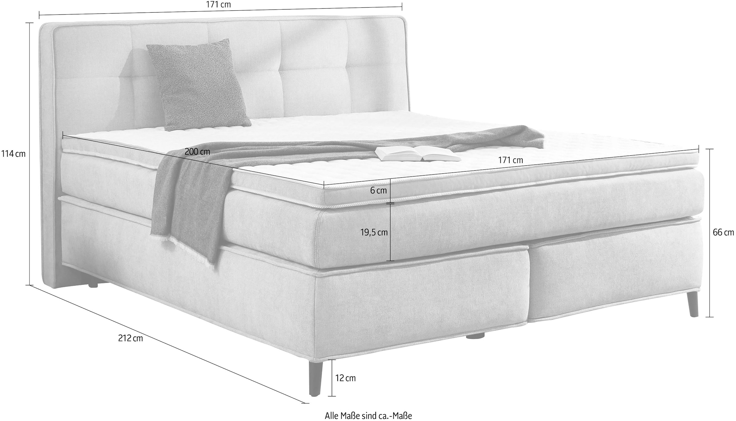 Jockenhöfer Gruppe Boxspringbett »Capello, 7-Zonen-TTFK-Matratze« KS-Topper, 160x200 cm oder 180x200 cm, verschiedene Härtegrade wählbar