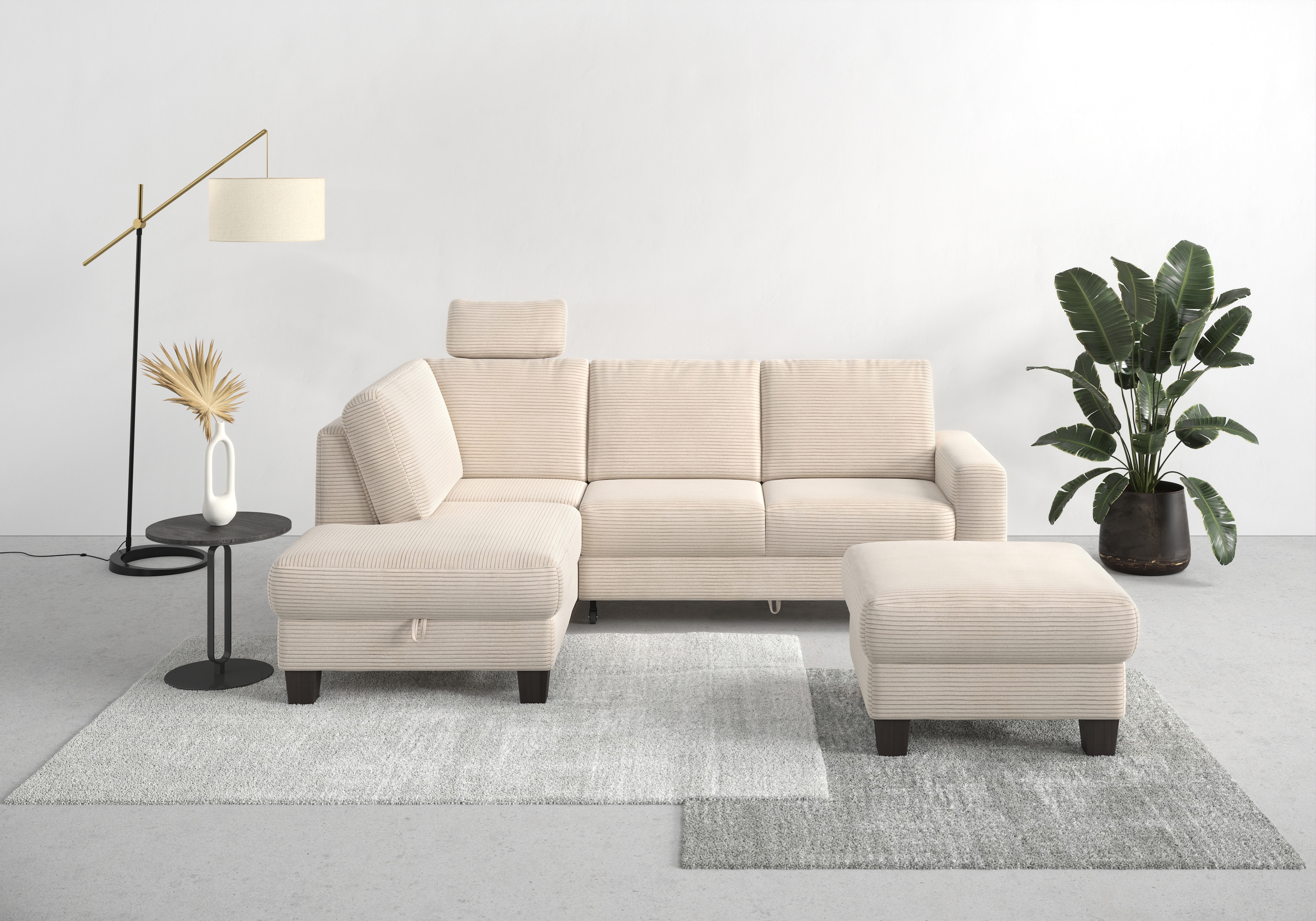 OTTO home Ecksofa "Summer L-Form" mit Ottomane, mit oder ohne Schlaffunktion und Bettkasten, Cord-Bezug