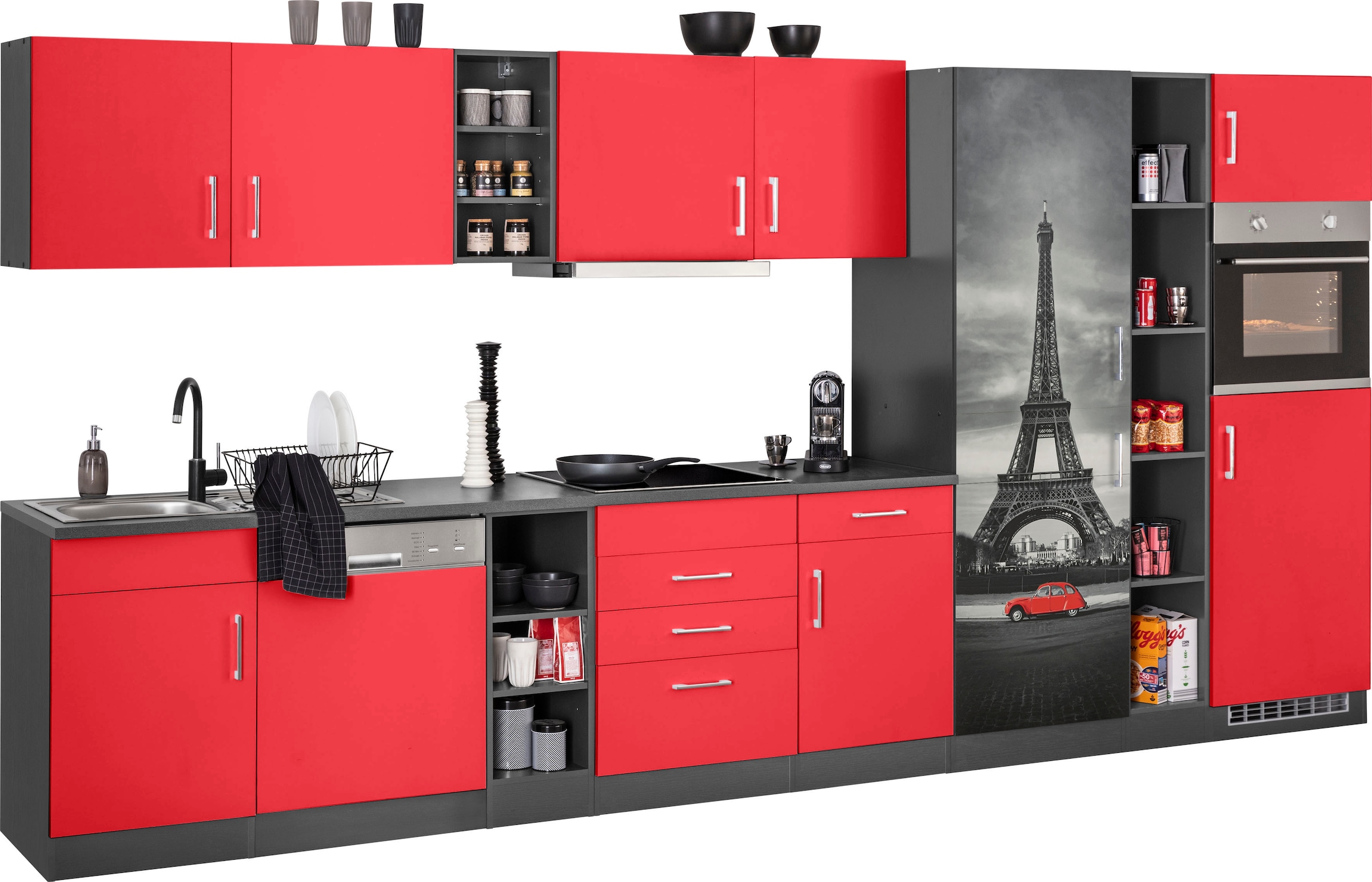 KOCHSTATION Küchenzeile »KS-Paris«, mit E-Geräten, Breite 400 cm