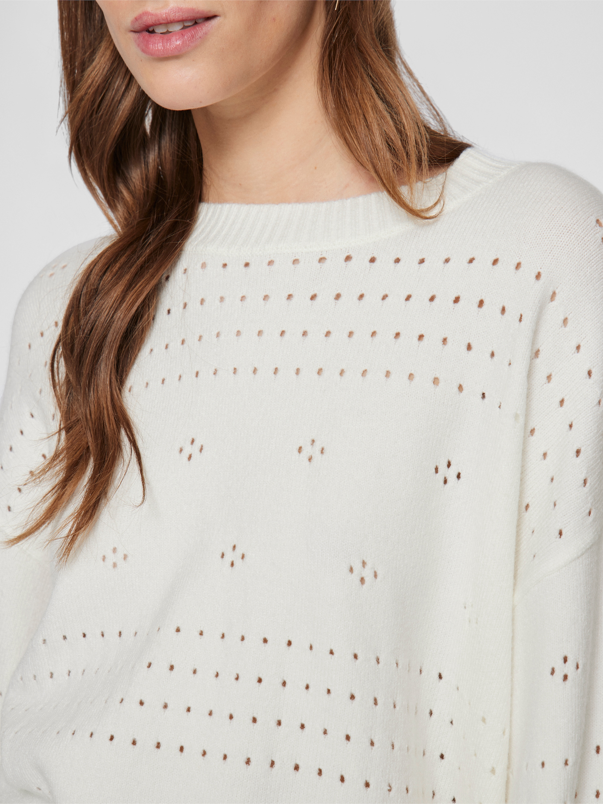 Vila Rundhalspullover »VIRIL L/S O-NECK POINTELLE KNIT TOP-NOOS«