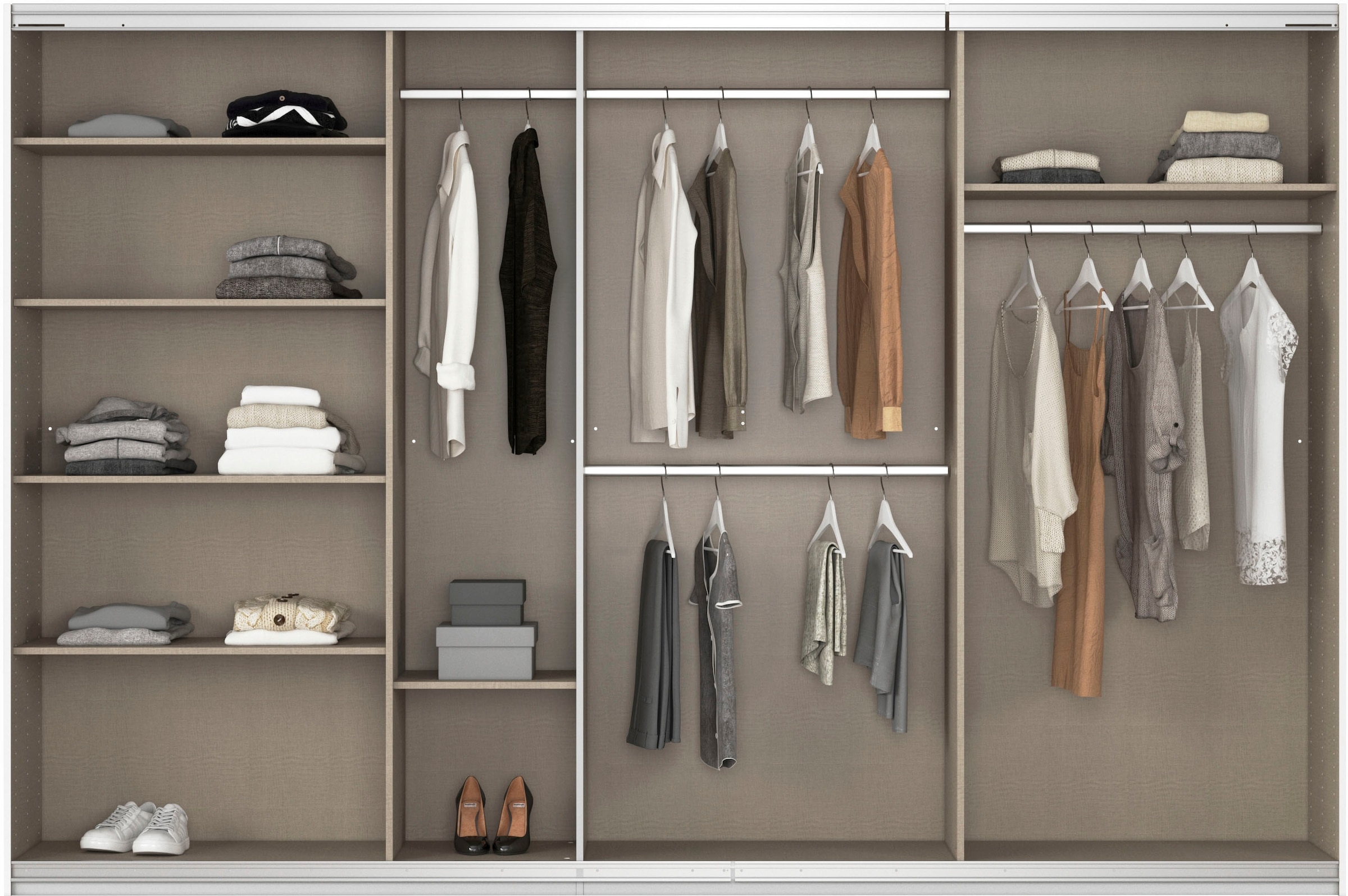 rauch Schwebetürenschrank »Kleiderschrank Schrank OTTO´S CHOICE Garderobe AGORDO«, (in zwei Griff-Farben), Top Innenausstattung, in 4 Breiten und 2 Höhen MADE IN GERMANY