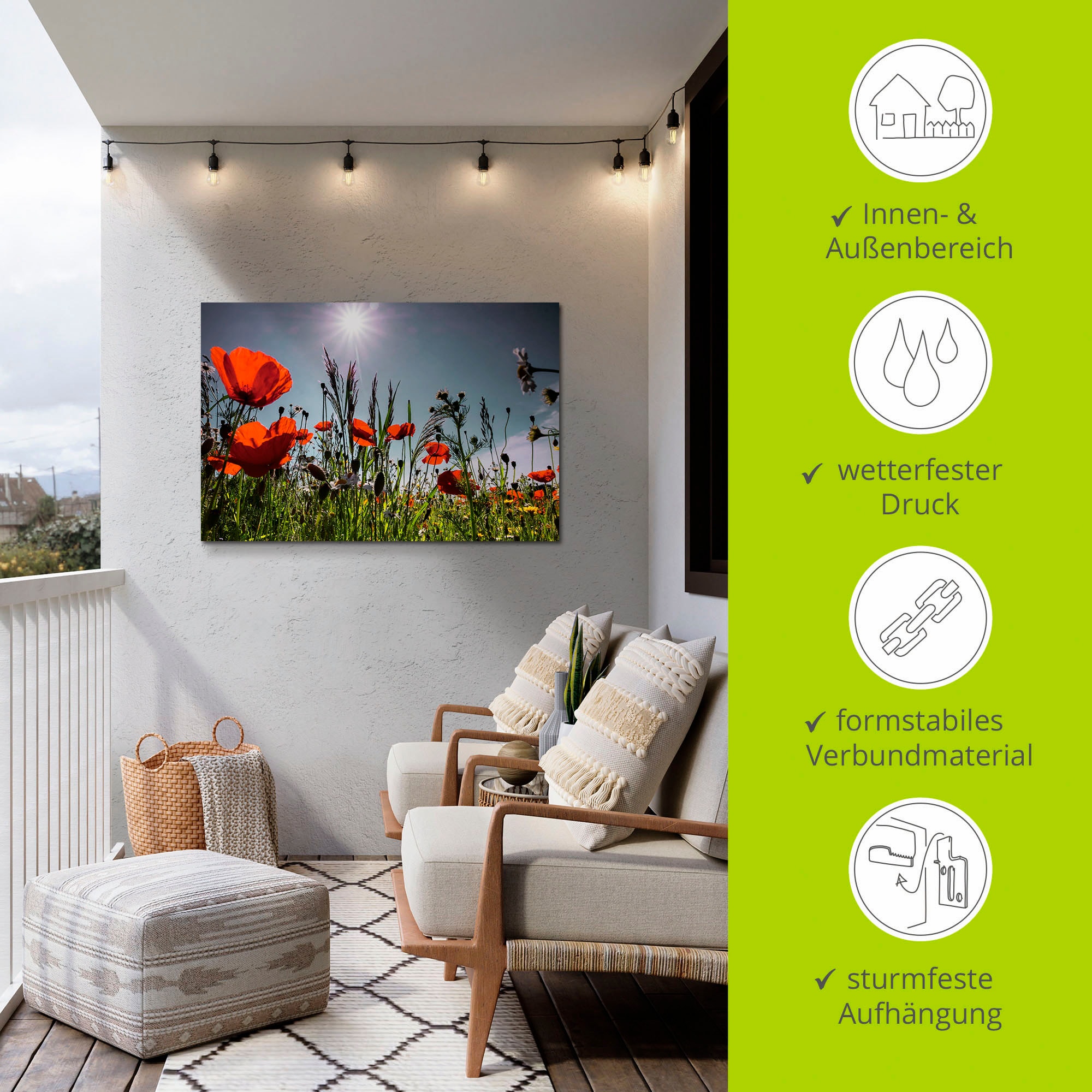 Artland »Mohnblumenwiese« Blumenwiese 1 Stk. tlg. für Innen- und Außenbereich geeignet, Outdoorbild