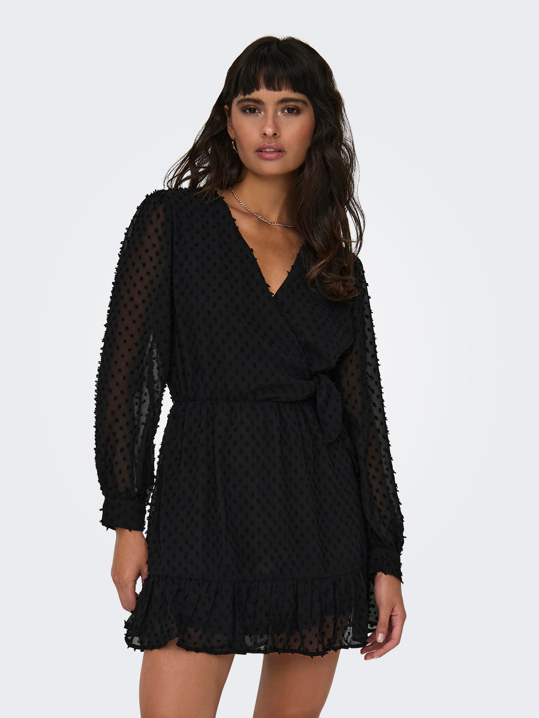 Wickelkleid »ONLTIVA L/S DOBBY FAKE WRAP DRESS WVN«