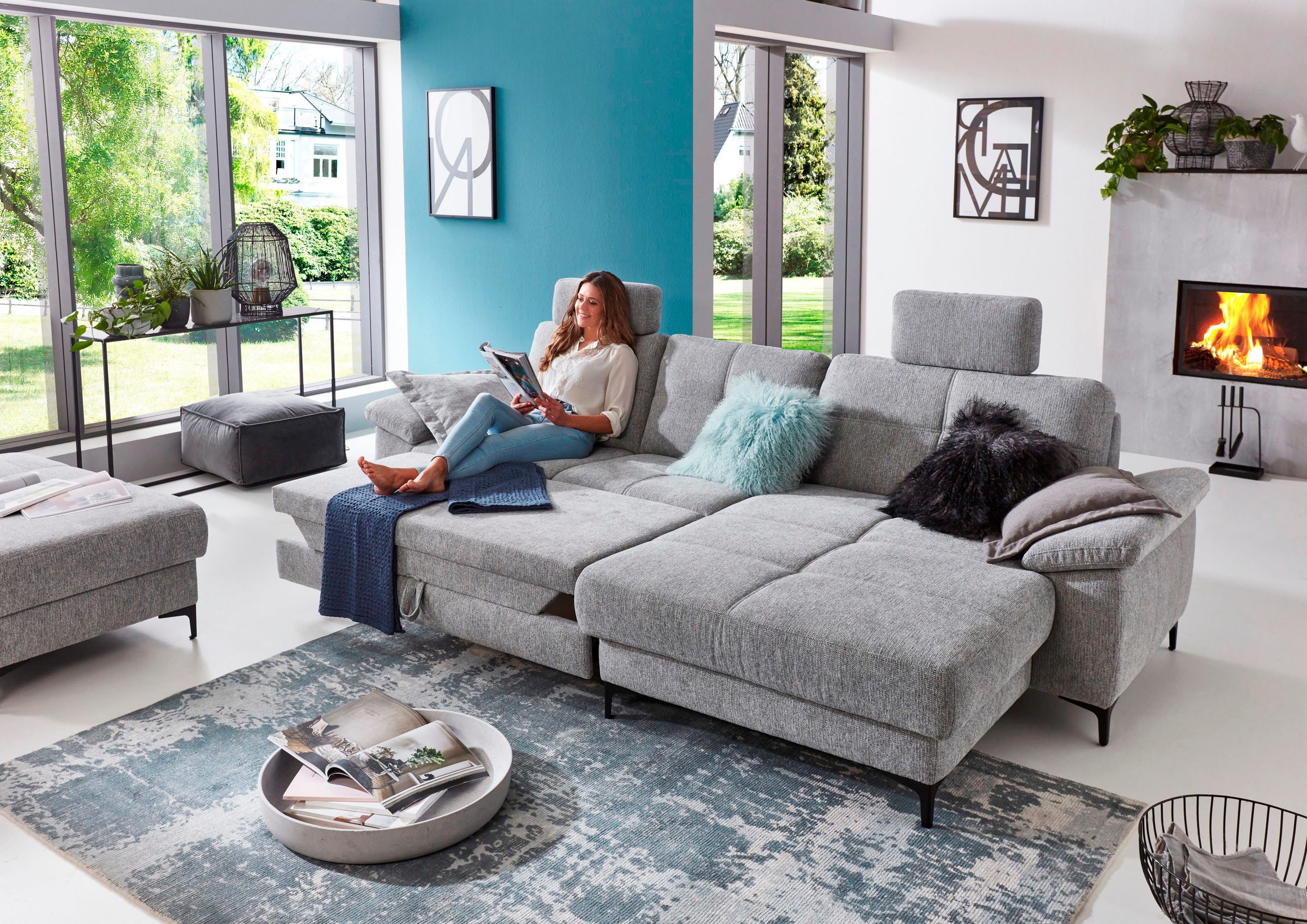 3C Carina Ecksofa »Burnaby bequem und modern, OTTOs Choice, L-Form«, 2 Kopfstützen, optional mit Schlaf- und motorischer Relaxfunktion