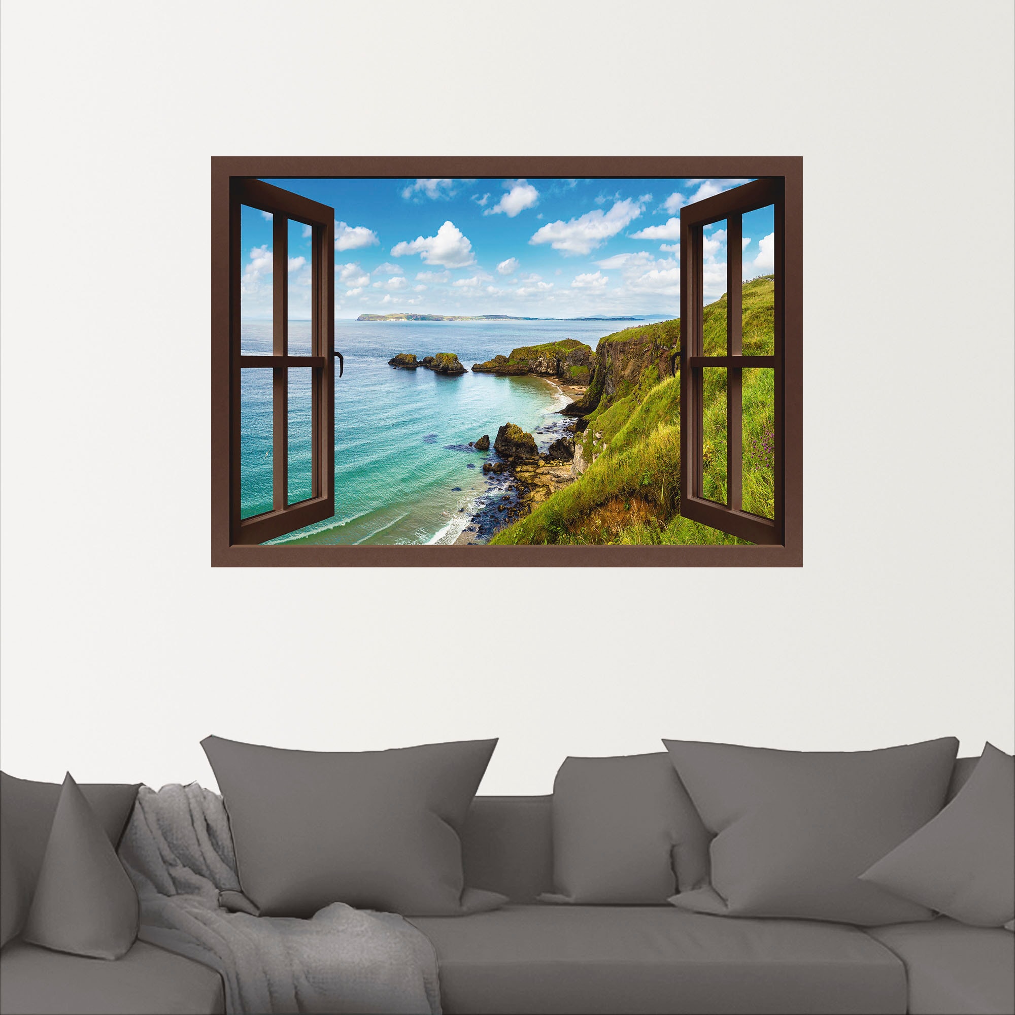 Artland Wandbild »Küstenweg in Nordirland Fenster«, (1 St.), Leinwandbild, Poster bestellen Bilder, durchs Wandaufkleber Alubild, | als Größen oder Meer BAUR in versch