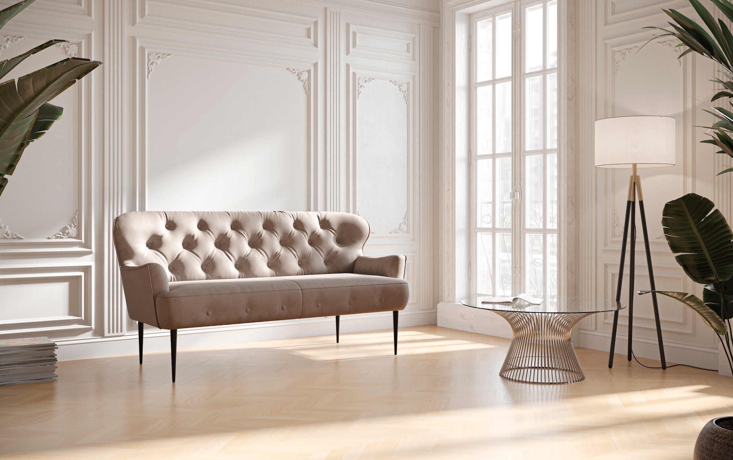 Home affaire 2,5-Sitzer "Amber" mit Knopfheftung,in verschieden Stoffarten günstig online kaufen