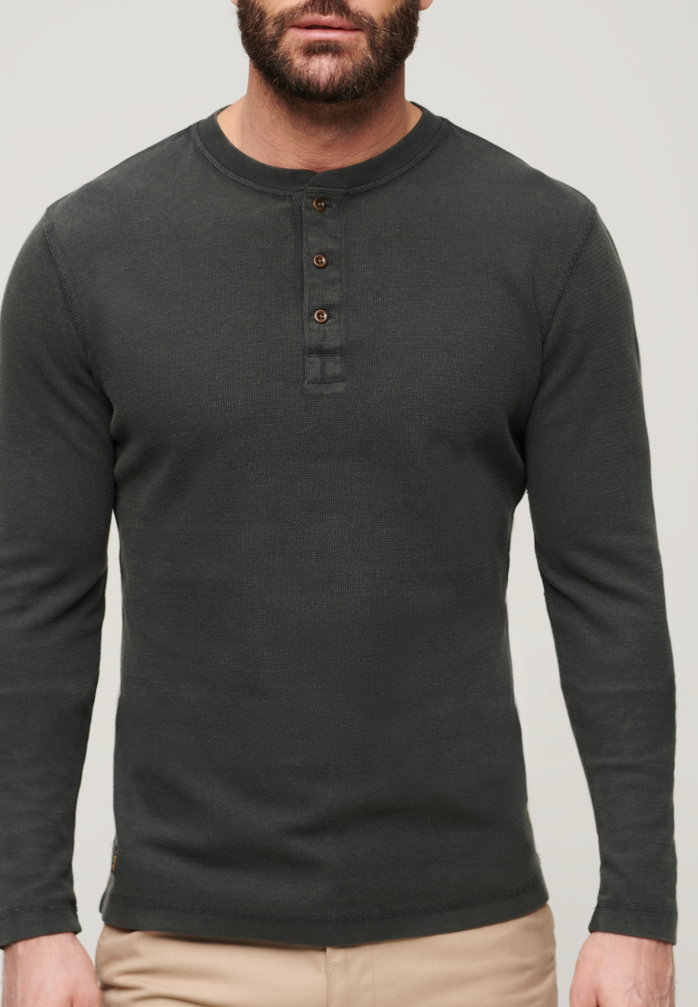 Superdry Langarmshirt WAFFLE LONG SLEEVE HENLEY TOP günstig online kaufen