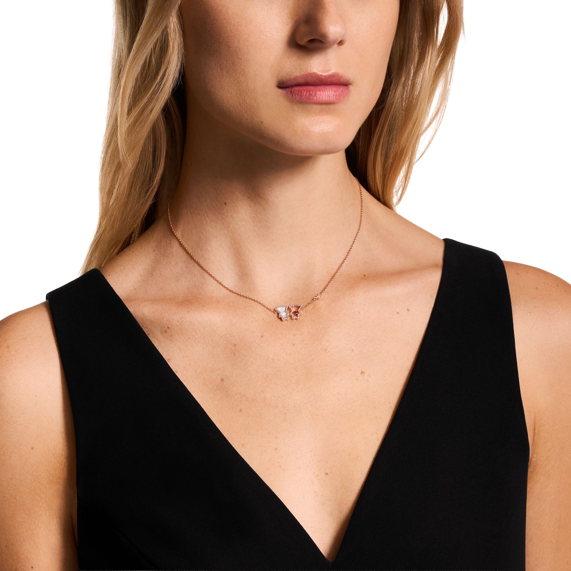 Emporio Armani Kette mit Anhänger »Schmuck Geschenk Metall Bärchen mit Herz« mit Zirkonia (synth.) - mit Perlmutt