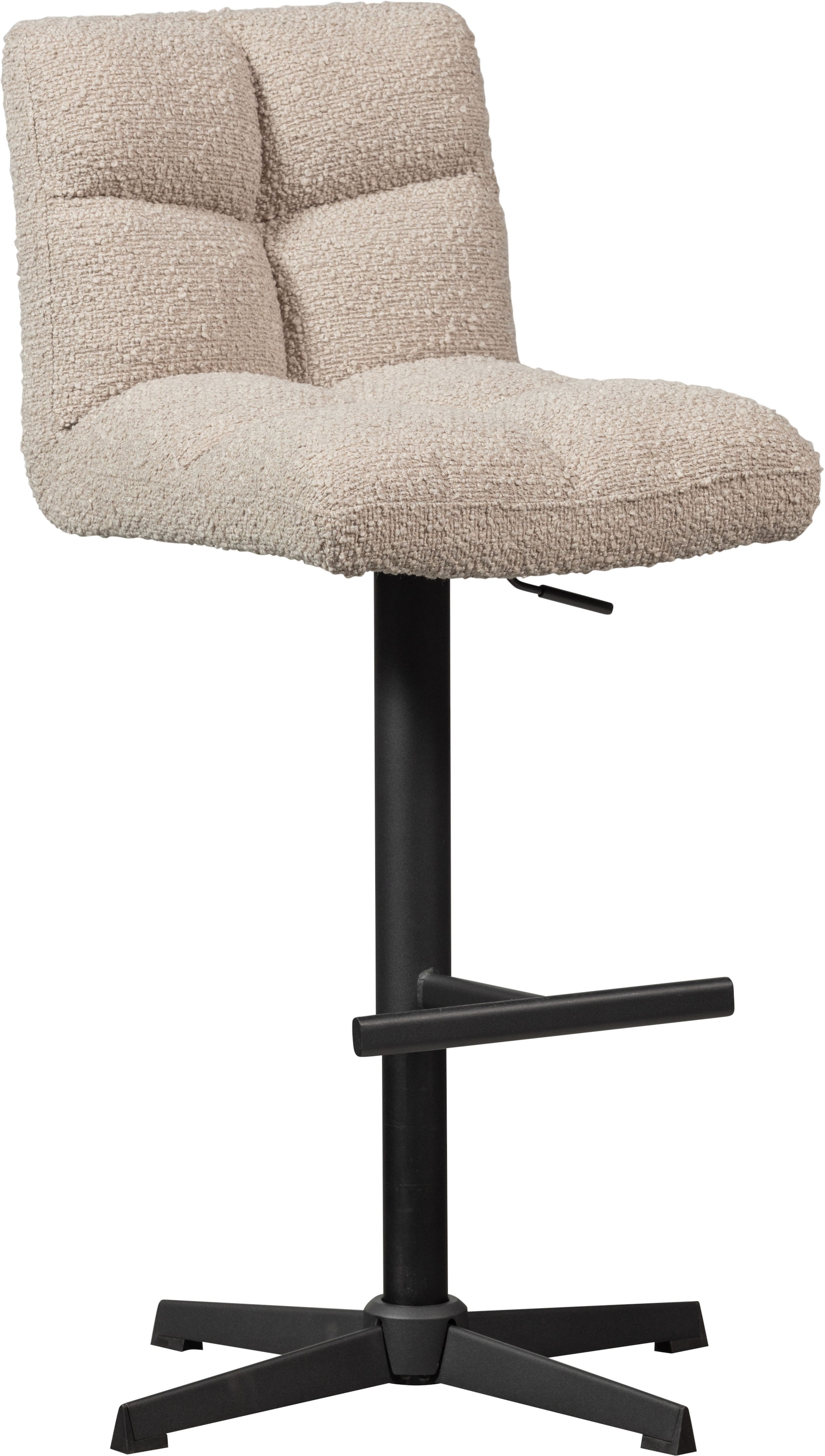 WOOOD Barhocker "Vinny mit Bouclé-Bezug höhenverstellbar, B 44 x T 58 x H 114 cm" Set, 2 Stk. tlg. Sitzhöhe von 60 bis 80 cm, Tragkraft 100 kg, Drehmechanismus