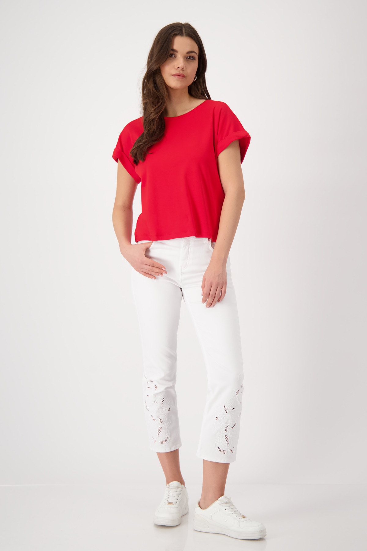 Monari T-Shirt »Shirt Basic Pima uni«, Mit Rundhalsausschnitt