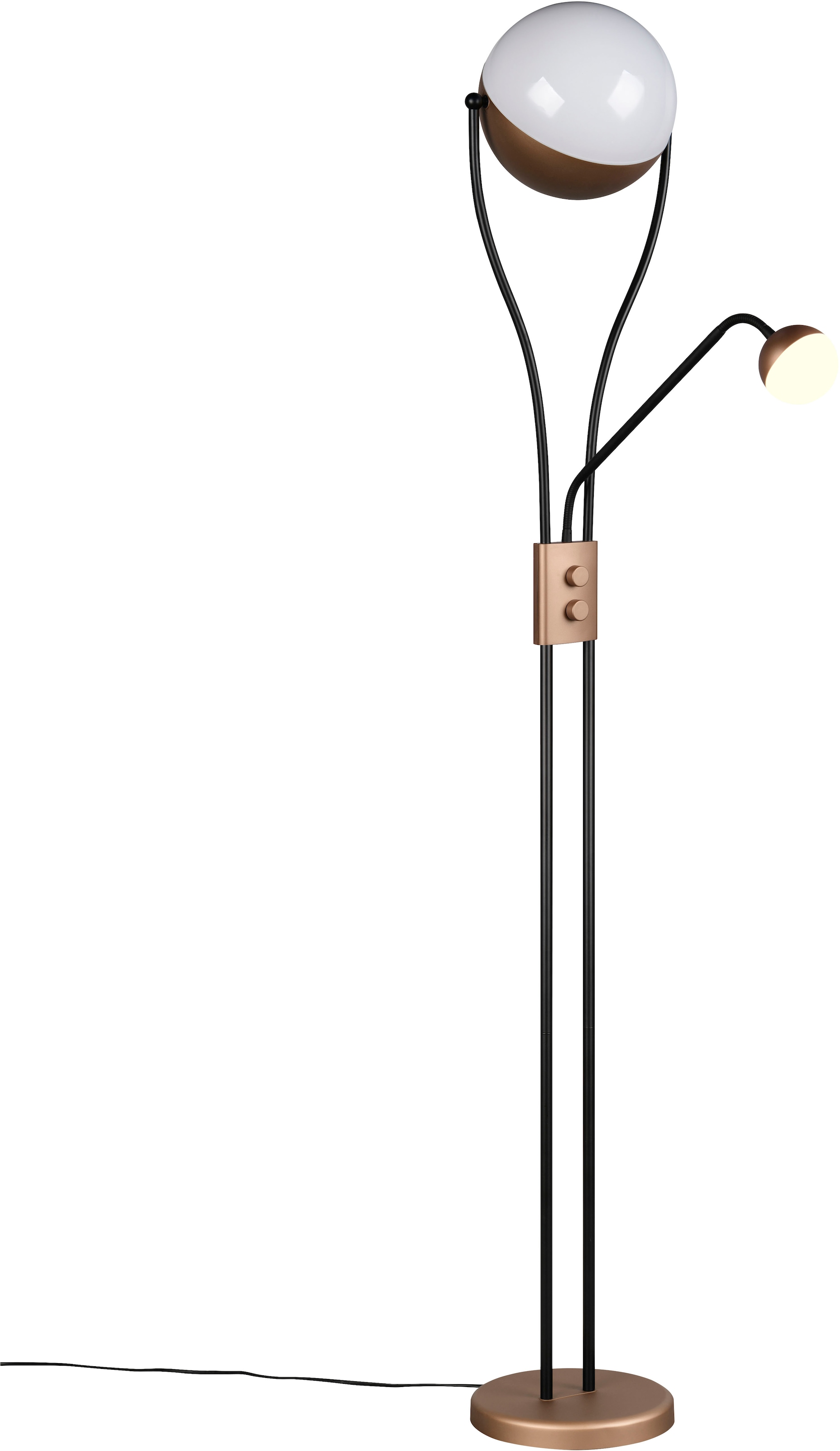 TRIO Leuchten LED Stehlampe »CHRIS, LED Stehleuchte Höhe 180cm, mit Lesearm, Drehdimmer«, 2 flammig, Leuchtmittel LED-Board-LED-Board | LED fest integriert-LED fest integriert, flexibles Leselicht getrennt schalten + dimmen, warmweißes Licht 3000K