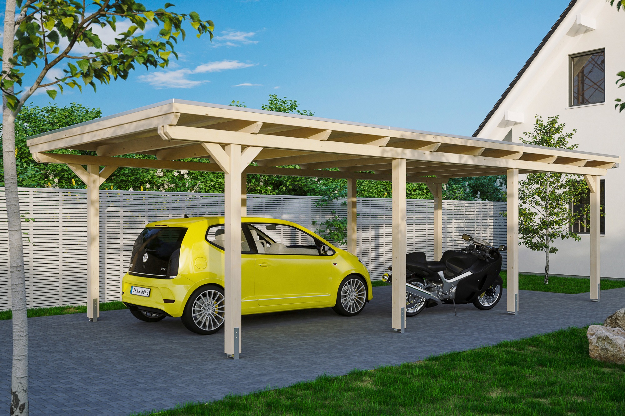 Skanholz Einzelcarport "Emsland", Holz, 341 cm, natur, versch. Farben